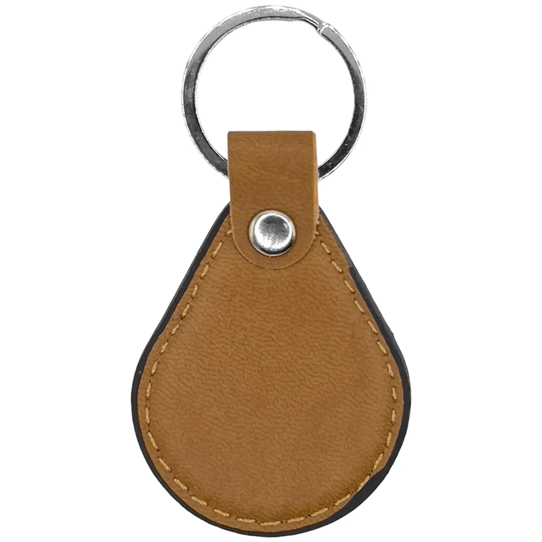Rustic Faux Leather Teardrop Keychain