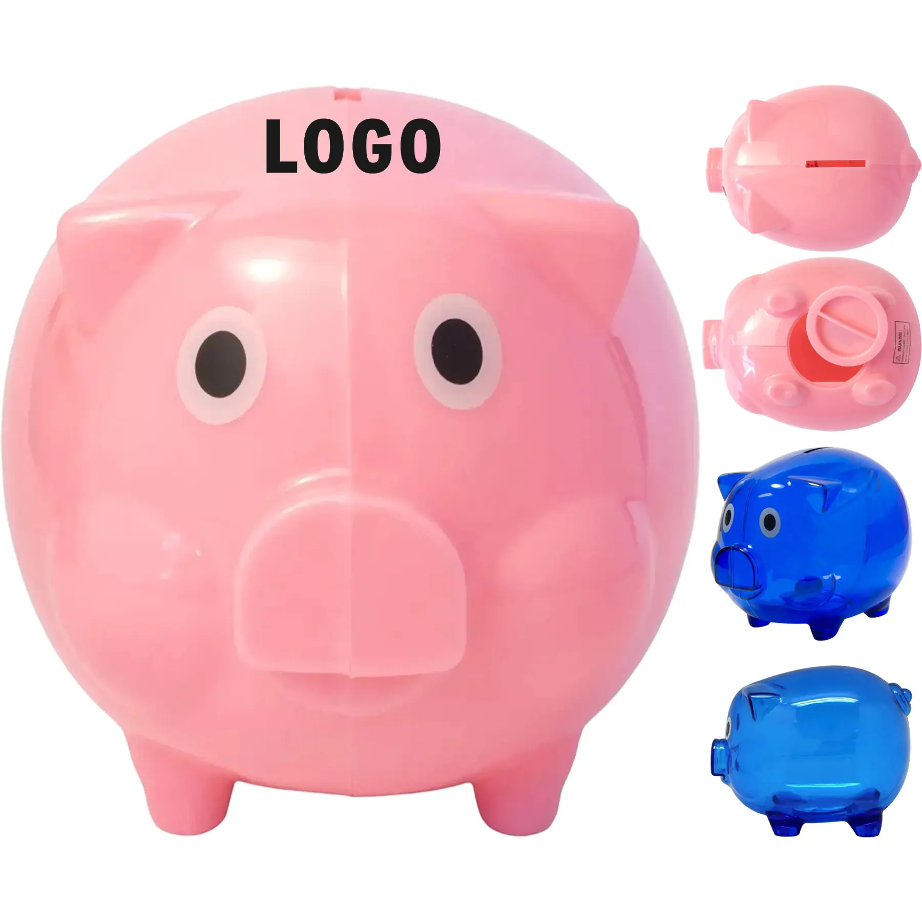 Customizable Blue Translucent Piggy Bank for Savings 2