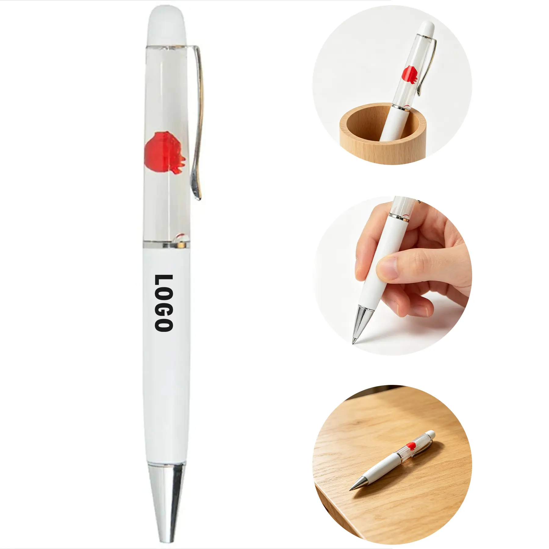Custom Floating Heart Promotional Ballpoint Pen 2