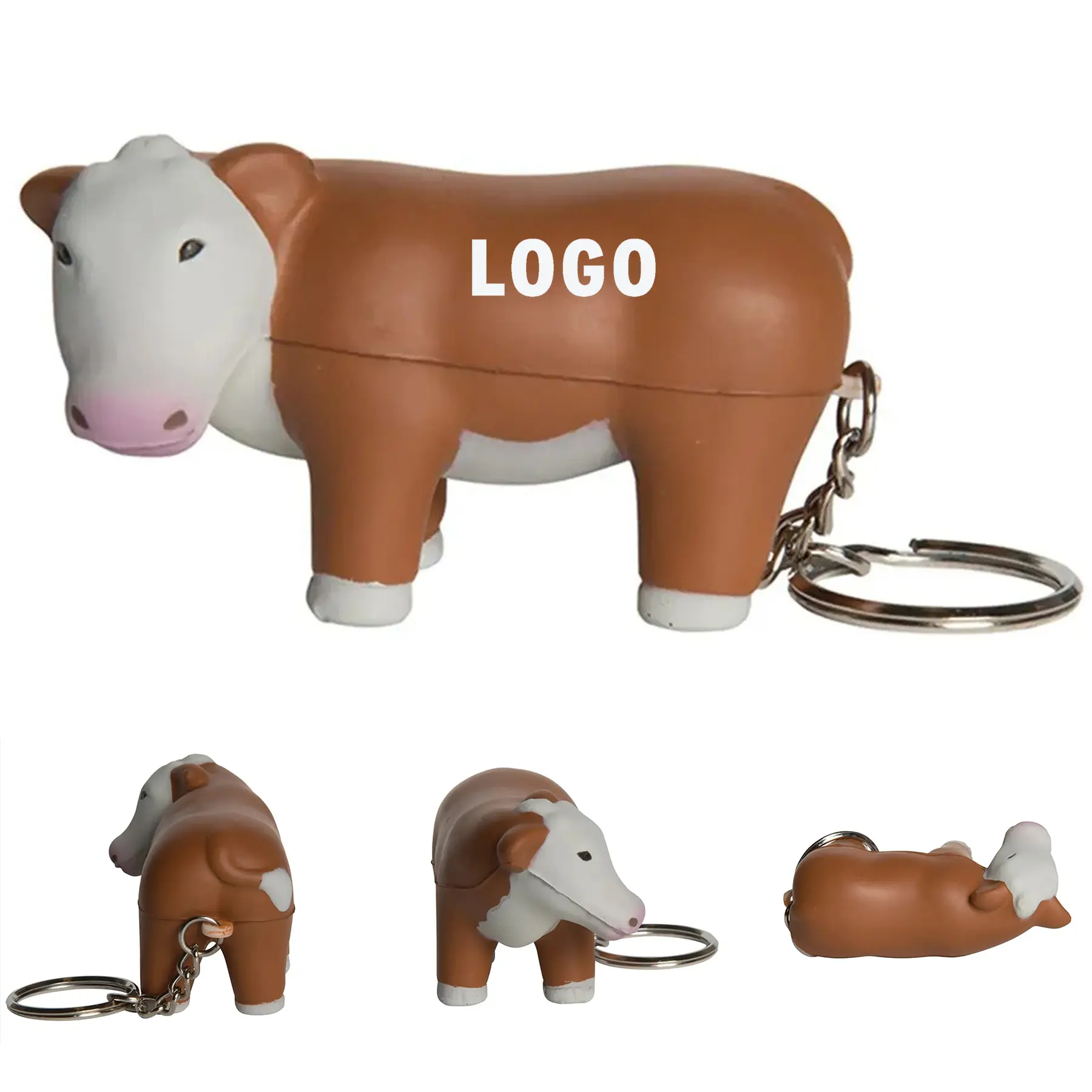 Cow Shaped Stress Ball Keychain 2