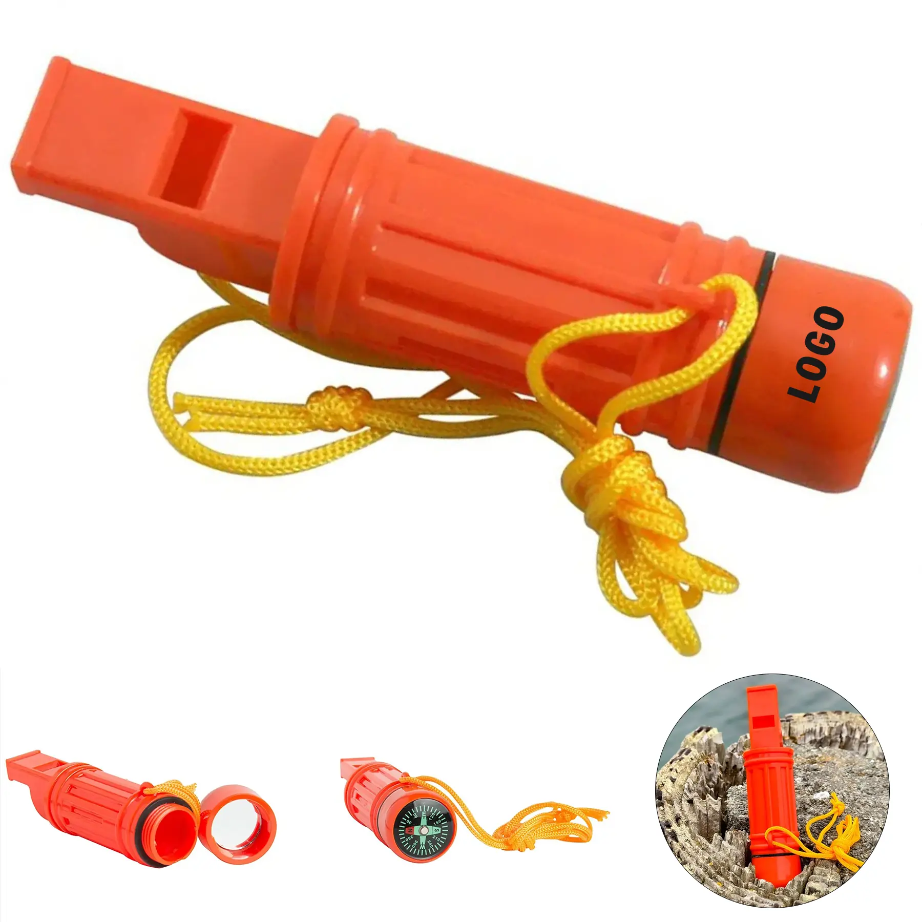Premium Emergency Survival Whistle with Compass & Lanyard 2