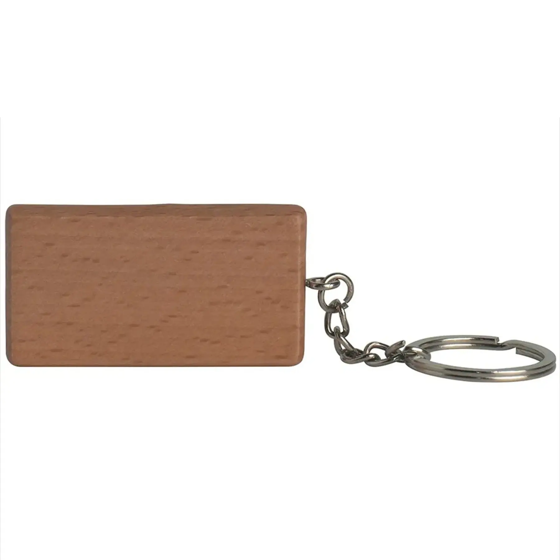 Natural Wood Rectangular Keychain Charm