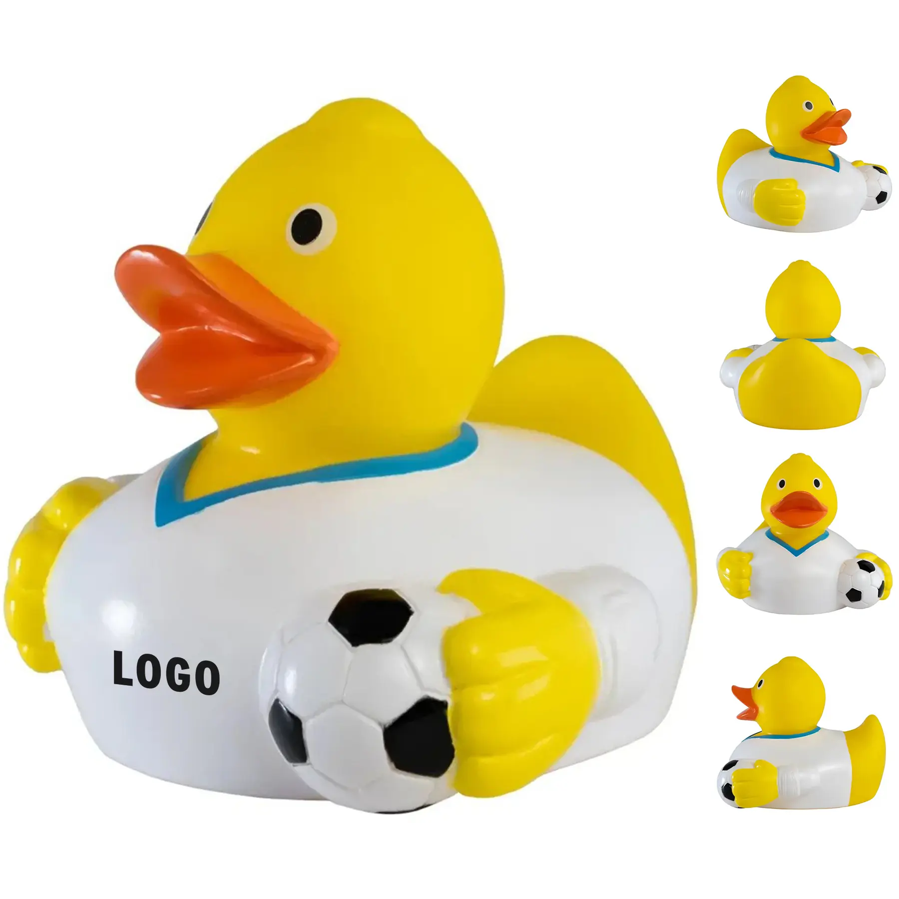 Sporty Soccer Player Bath Duck with Mini Ball 2