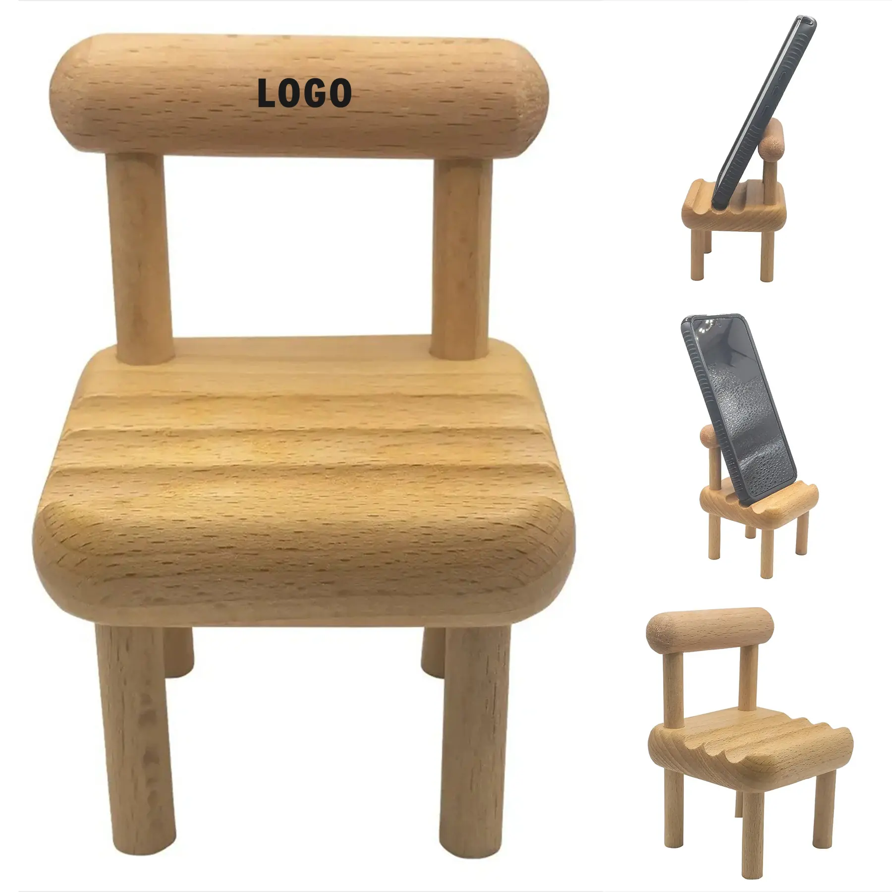 Wooden Chair Phone Display Stand, Desk Organizer 2