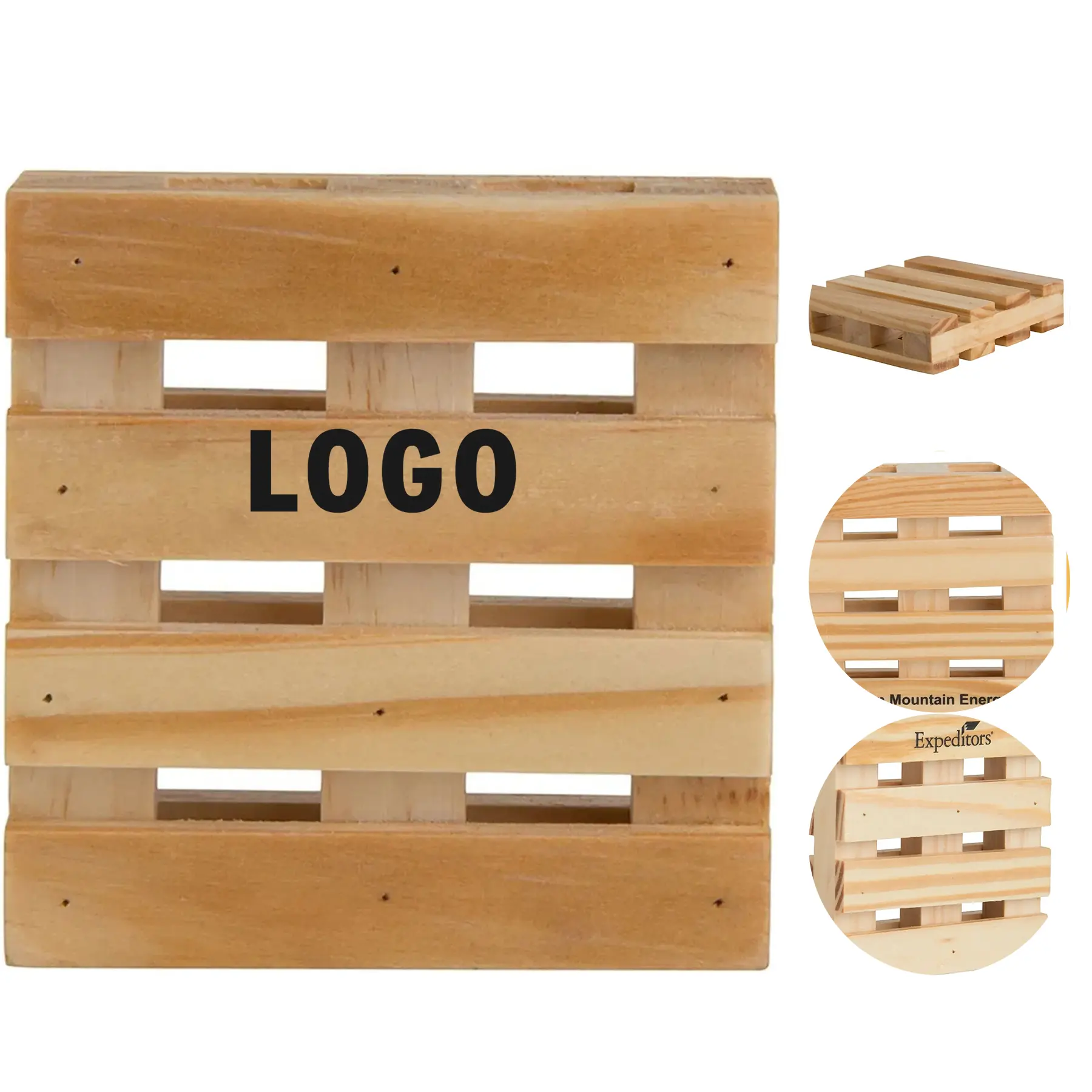 Natural Wood Pallet Drink Coasters for Custom Logo Office Gifts 2