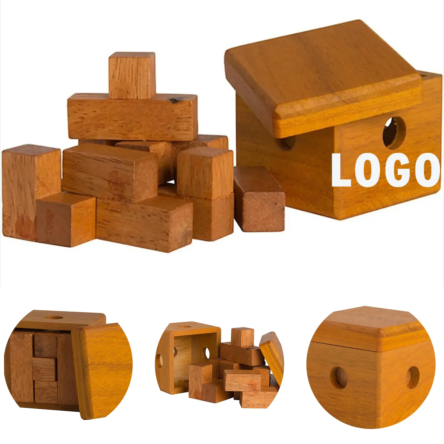 Custom Engraved Wooden Brain Teaser Cube Puzzle 2