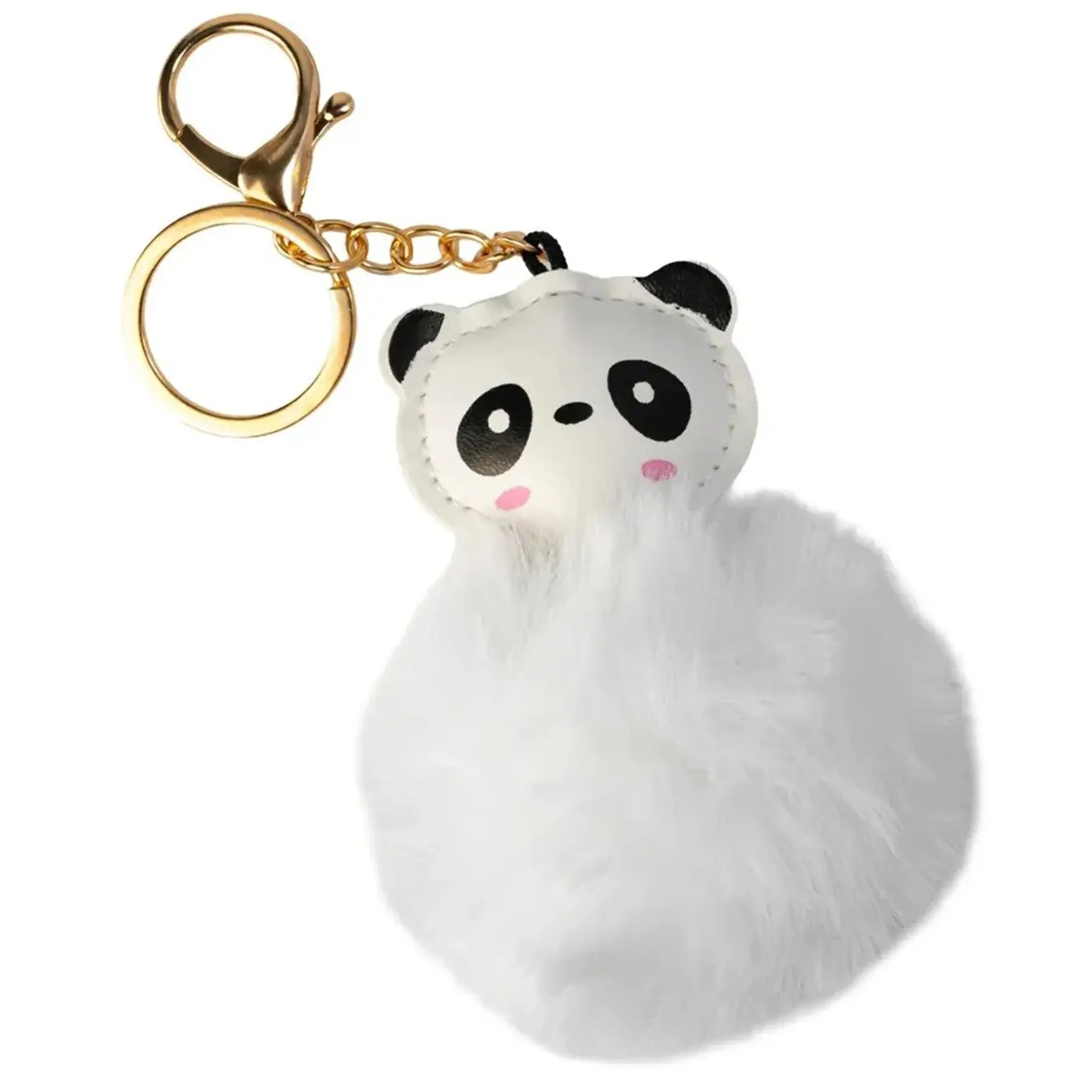 Fluffy Panda Plush Keychain Charm - Soft Cute Keyring Accessory