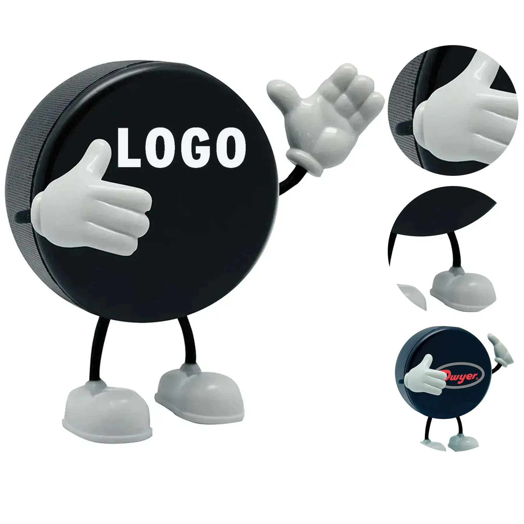 Custom Hockey Puck Stress Toy Flexible Arms Legs 2