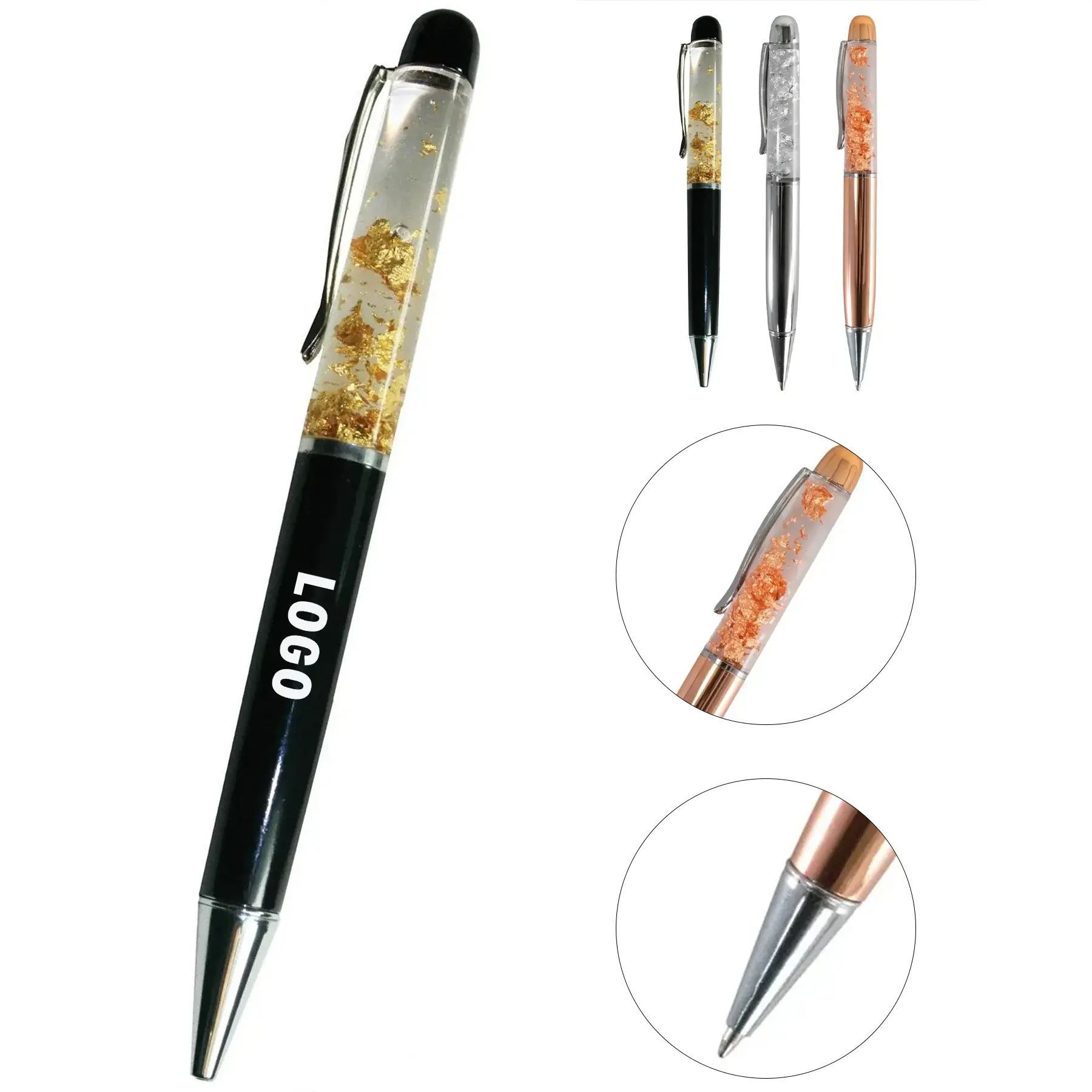Floating Metallic Dust Ballpoint Pen Custom Imprint 2