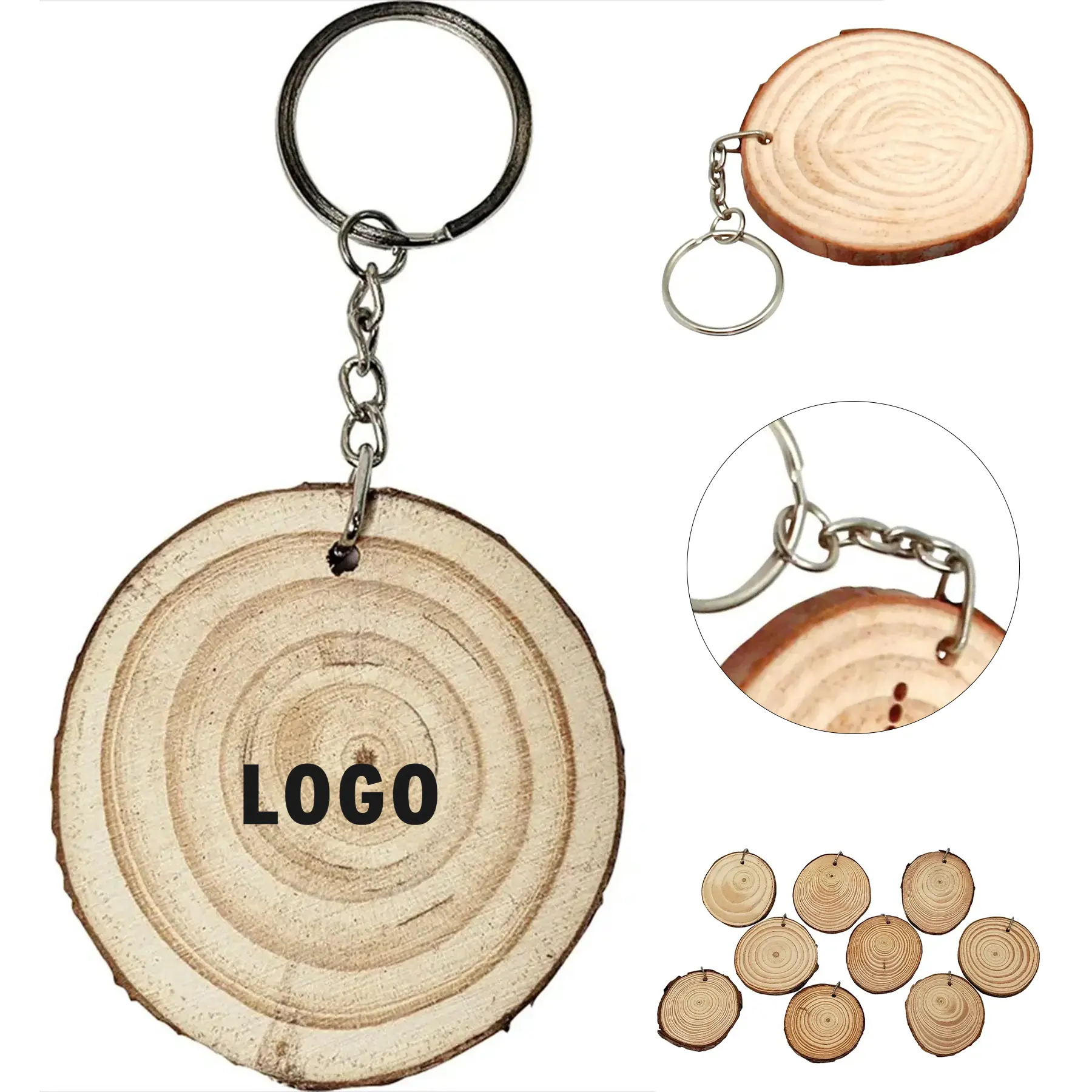 Rustic Wooden Keychain Ring 2