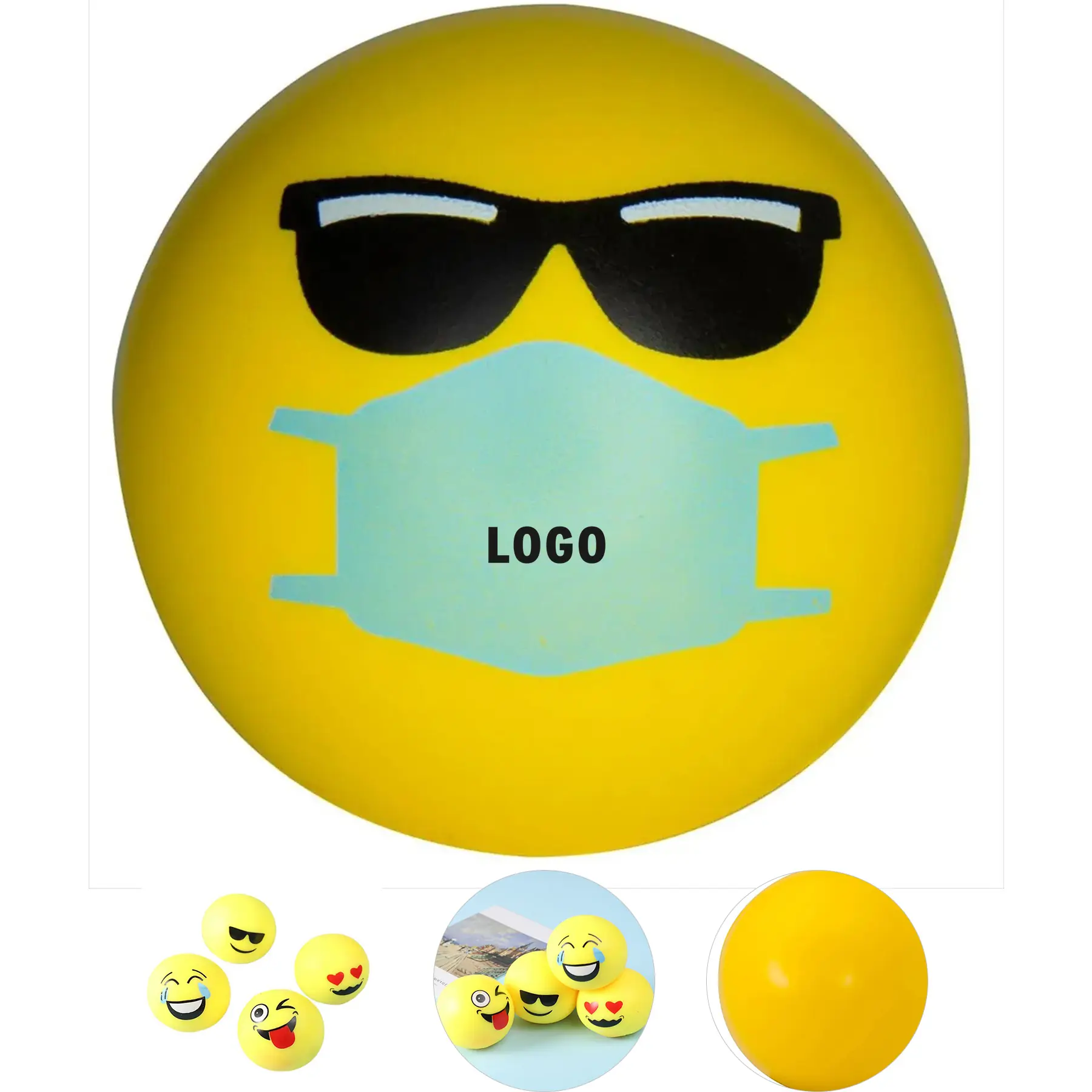 Custom Logo Face Mask Emoji Stress Relief Ball 2