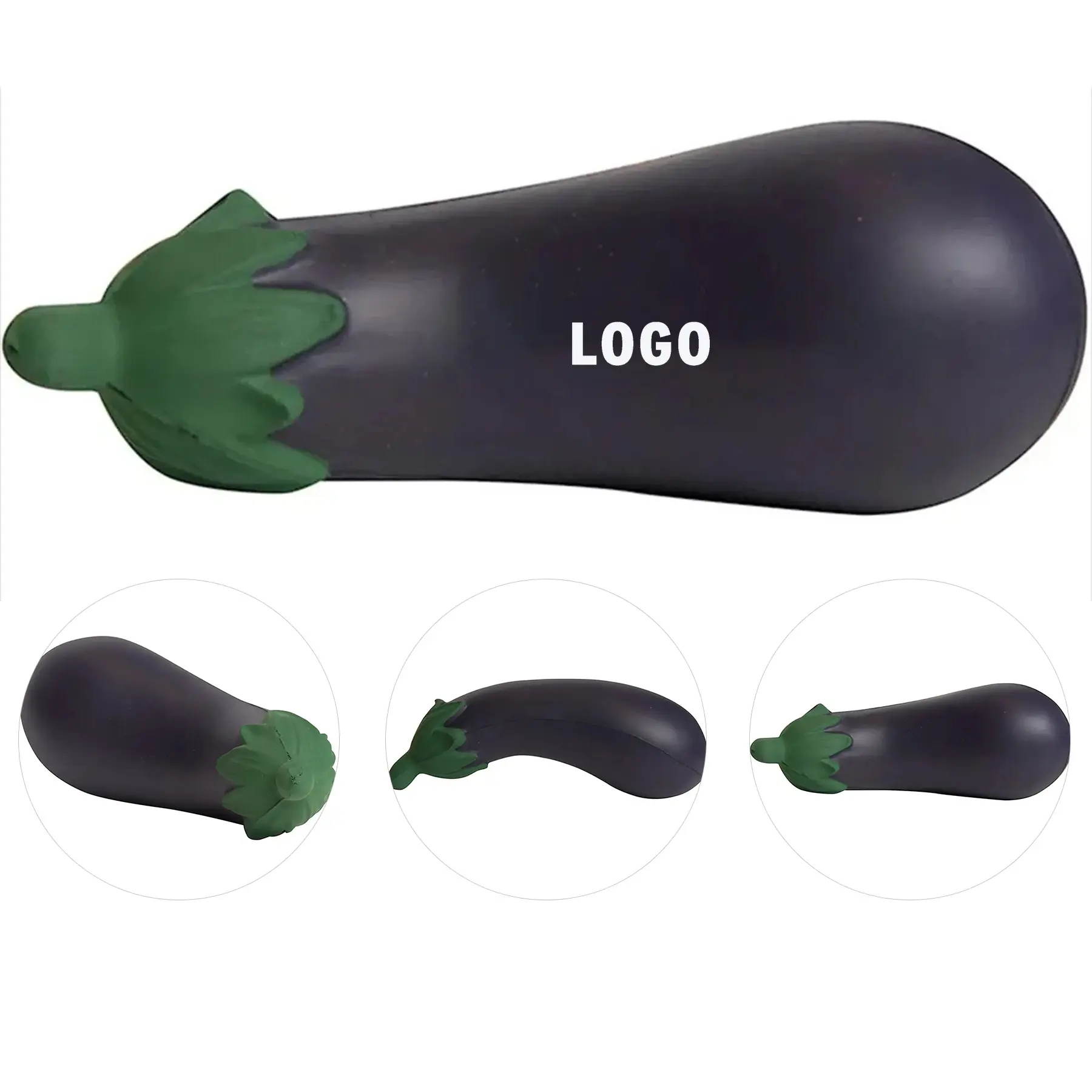 Custom Squeezable Eggplant Stress Toy for Branding 2