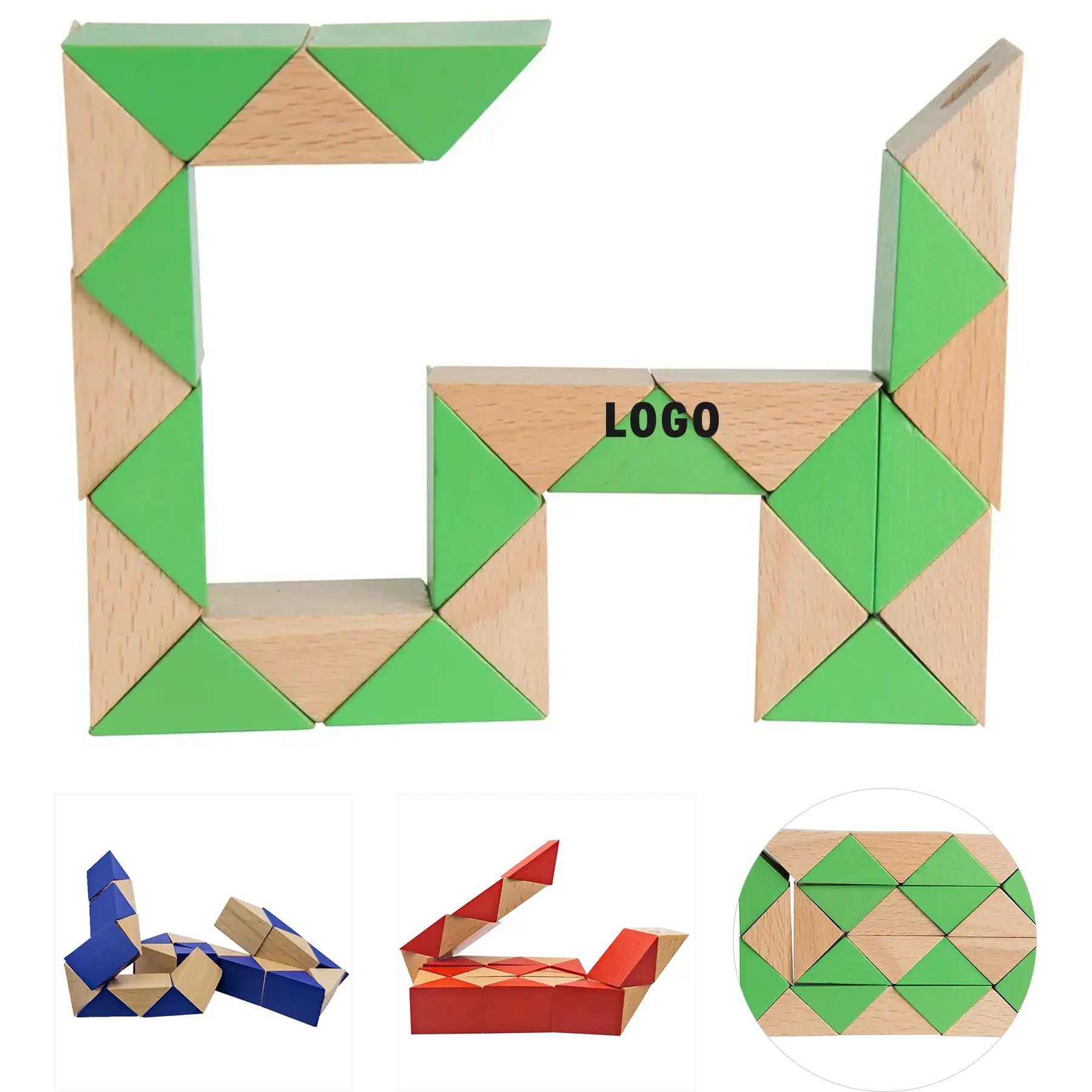 Customizable Wooden Brain Teaser Snake Puzzle Gift 2