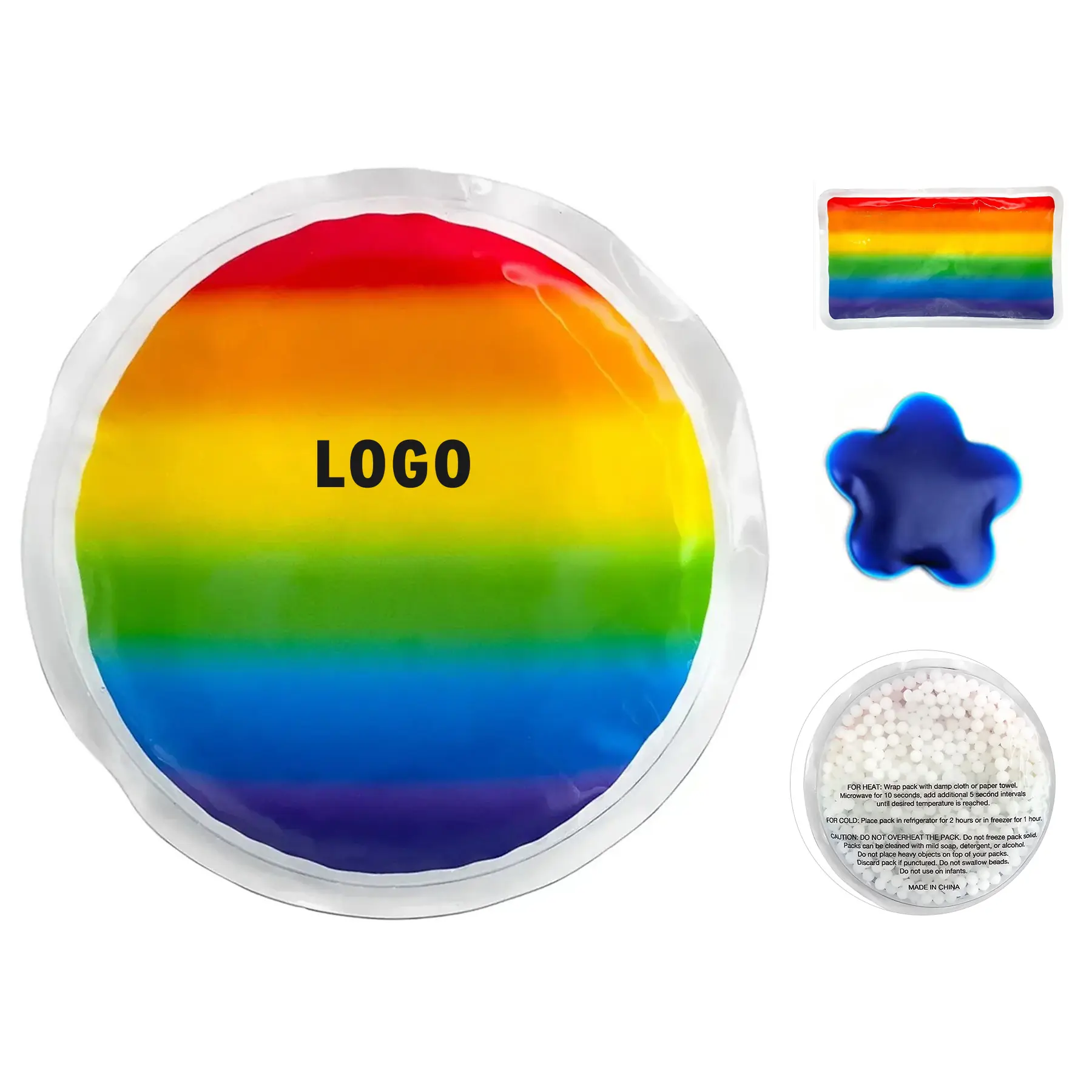 Round Rainbow Gel Bead Hot Cold Pack 2