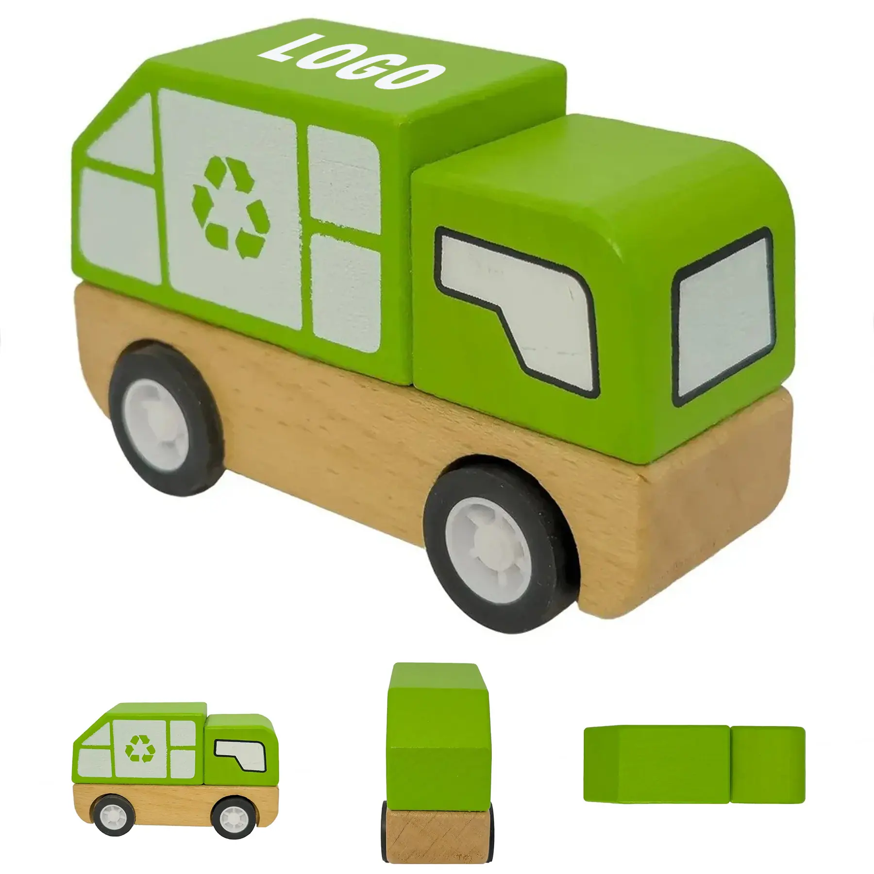 Custom Engraved Wooden Waste Management Truck 2