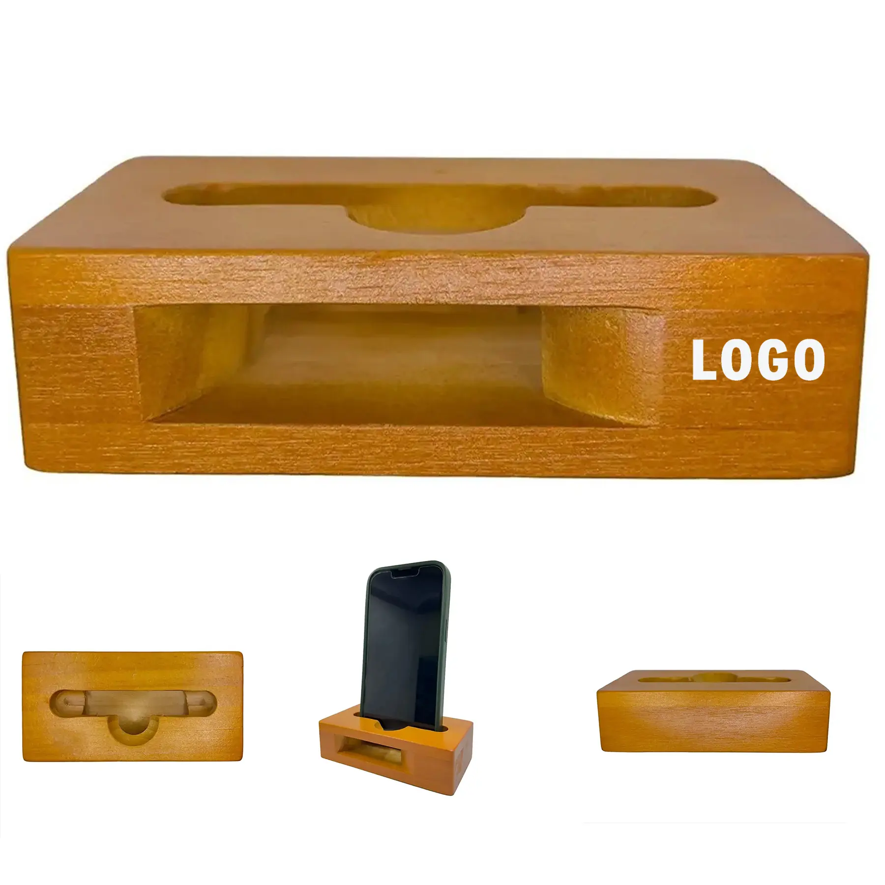 Wooden Passive Speaker Stand for Cellphones 2