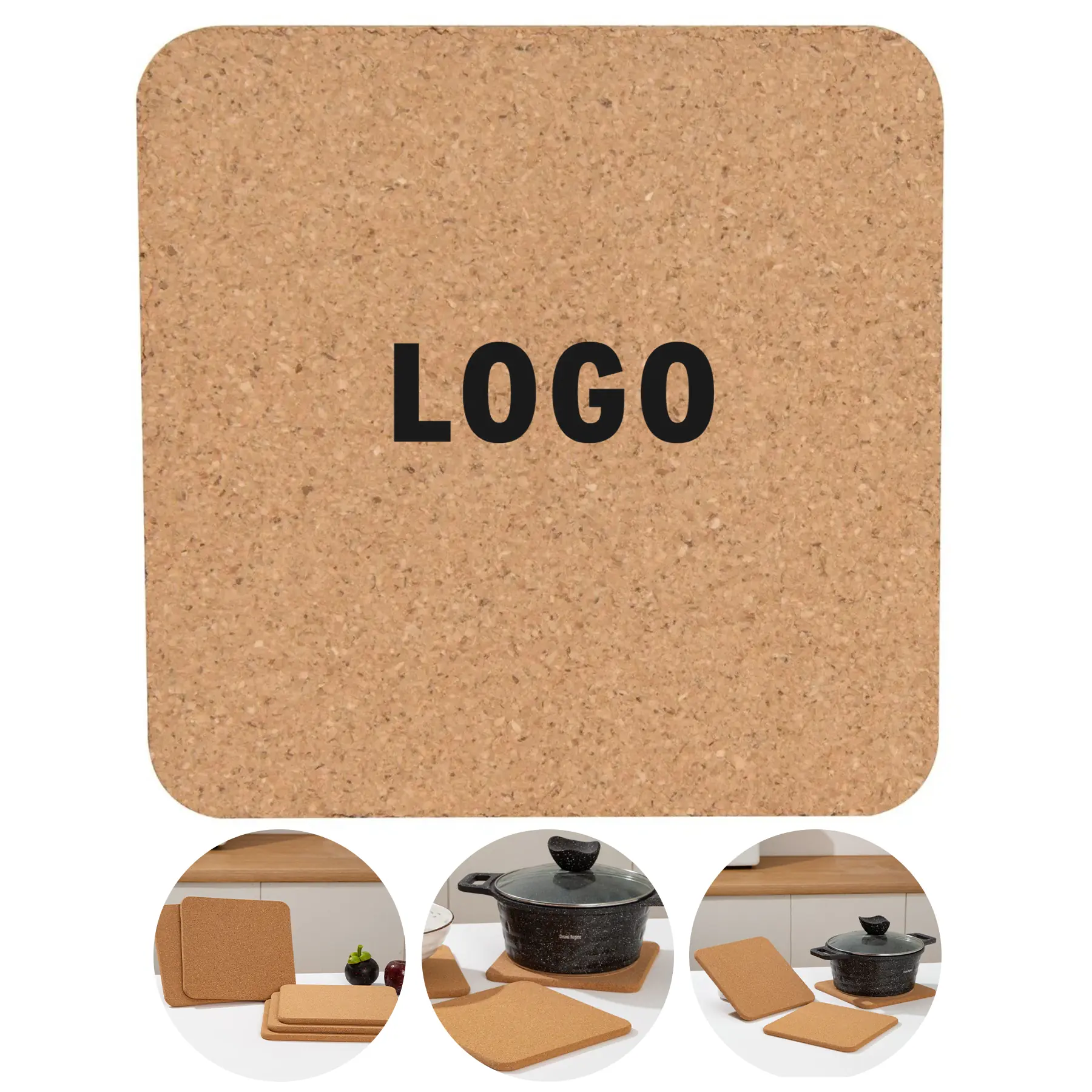 Natural Square Cork Coasters 2
