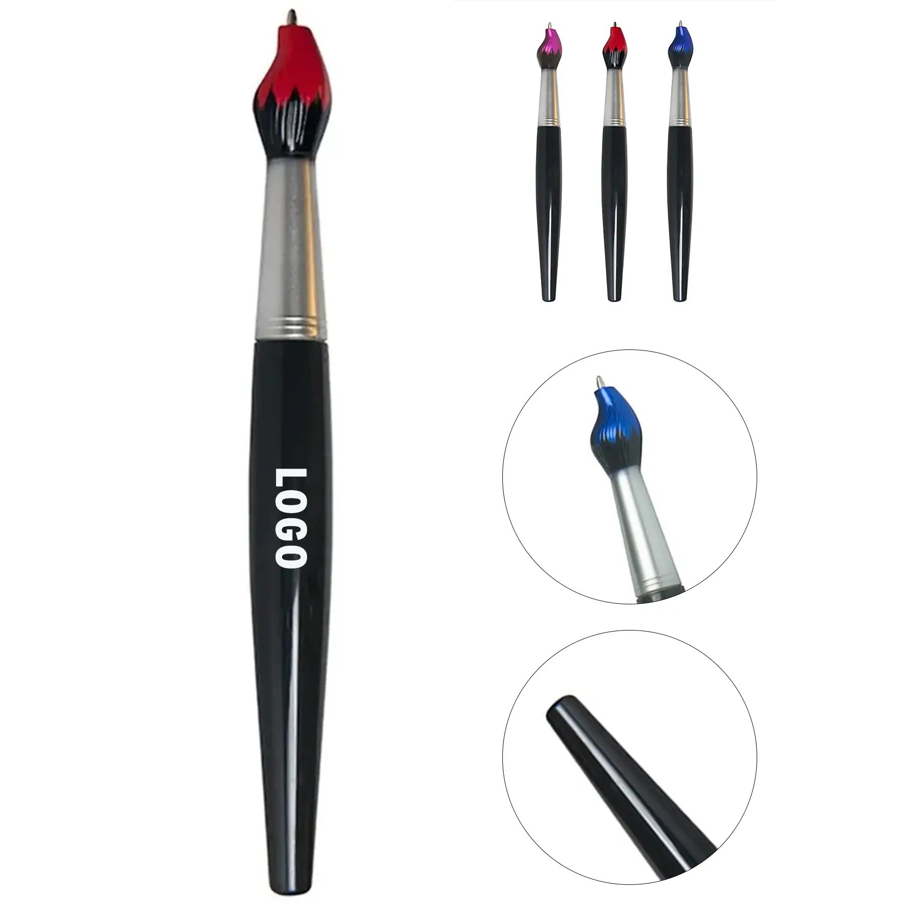 Black Handle Paintbrush Ballpoint Pen 2