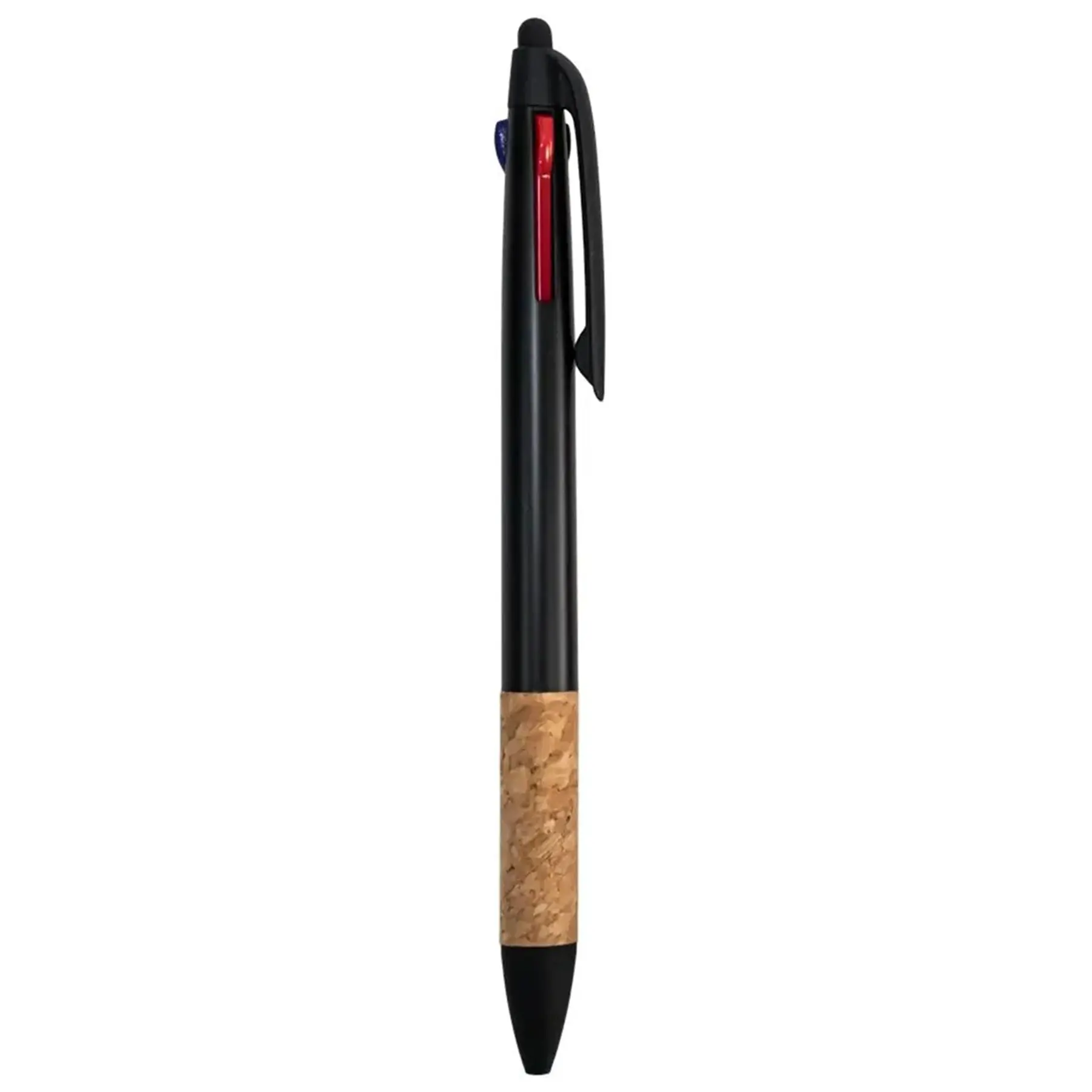Tri-Color Ballpoint Pen Featuring Cork Handle