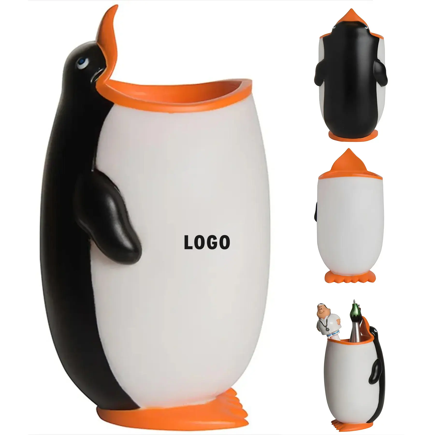 Adorable Penguin Pencil Holder Custom Logo Desk Accessory 2