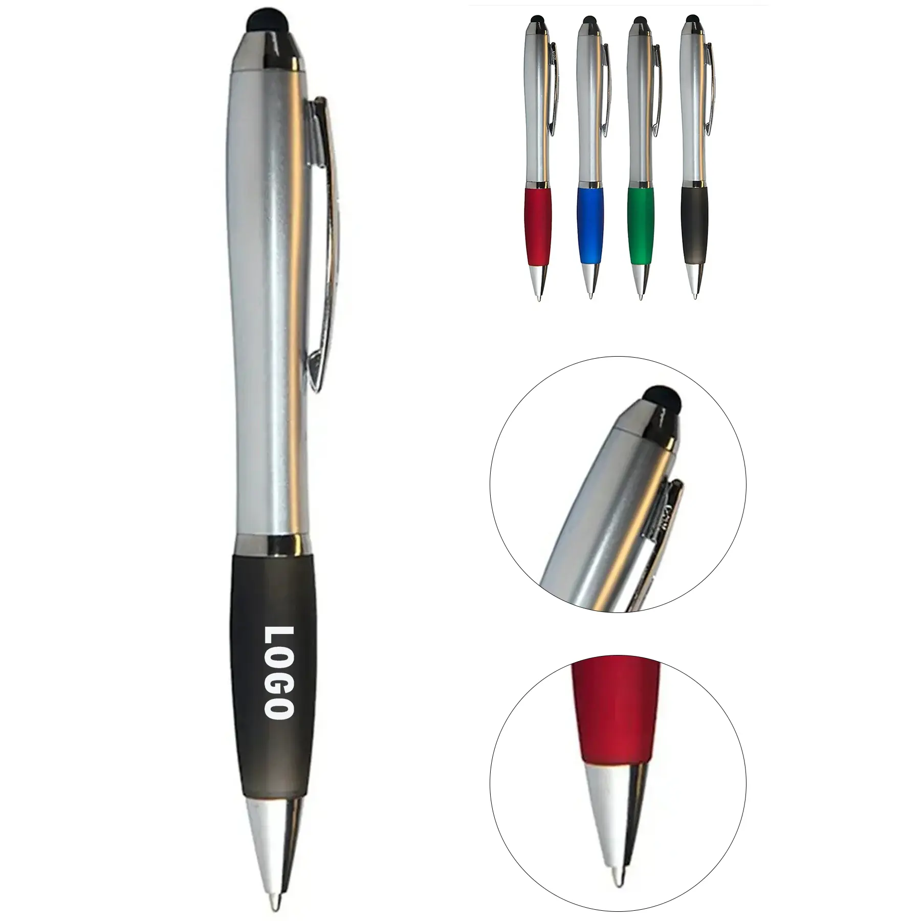 Multifunctional Stylus Ballpoint Pen with Colorful Grip 2