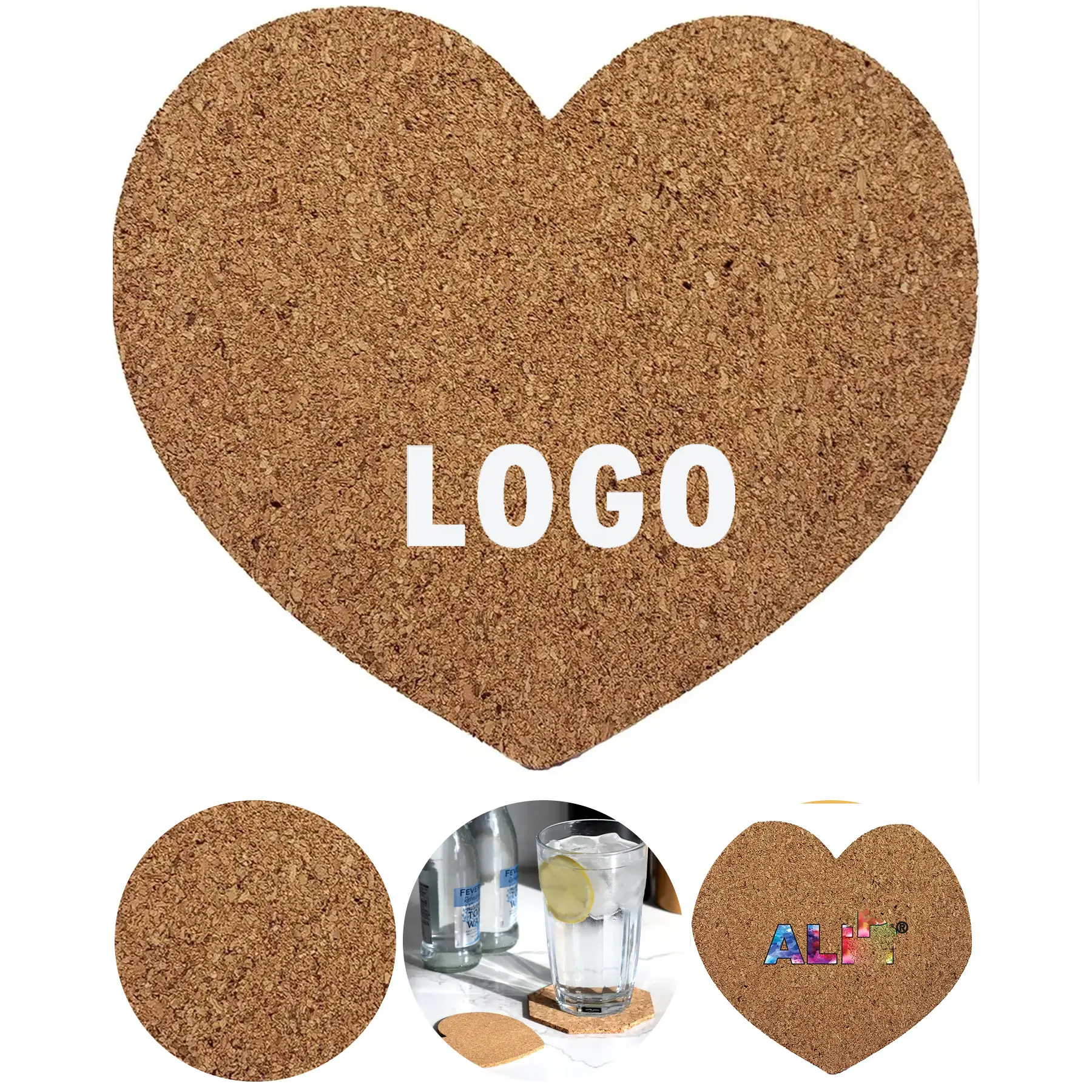 Natural Heart Cork Coaster 2