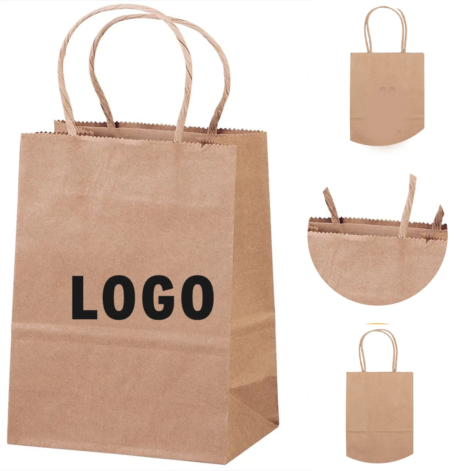 Brown Kraft Paper Shopping Bags Twisted Handles 2