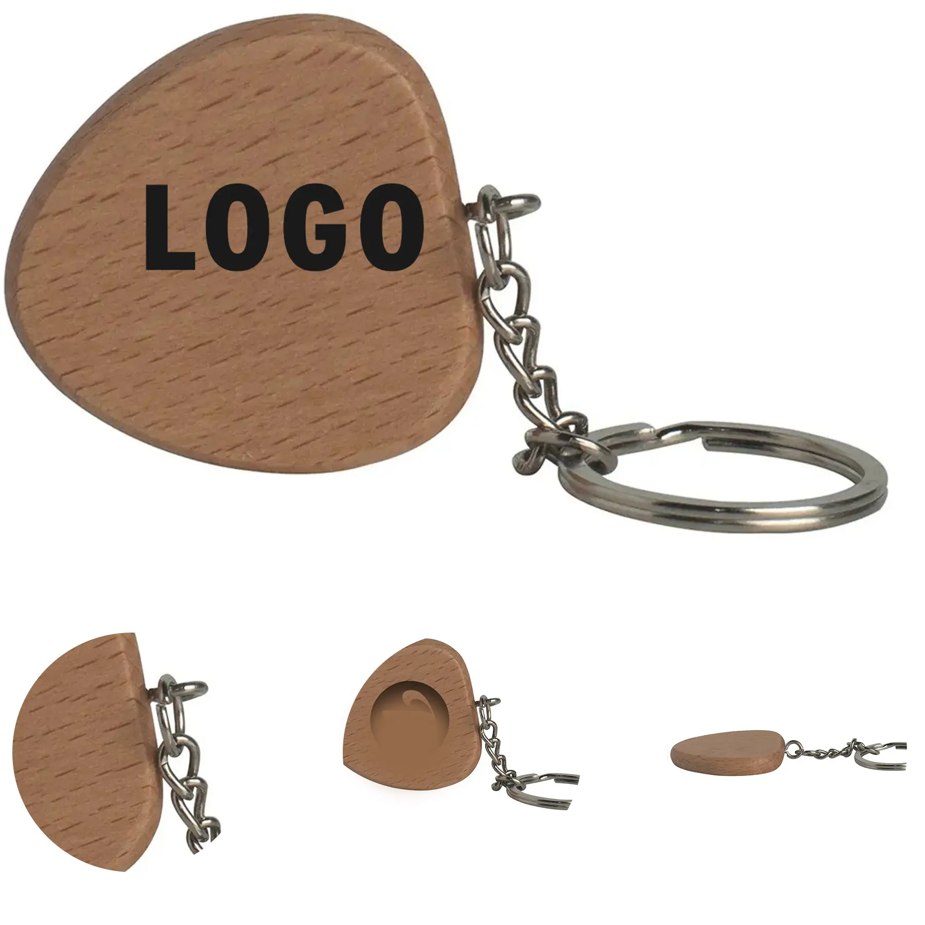 Handcrafted Wood Heart Keychain for Backpacks and Totes 2