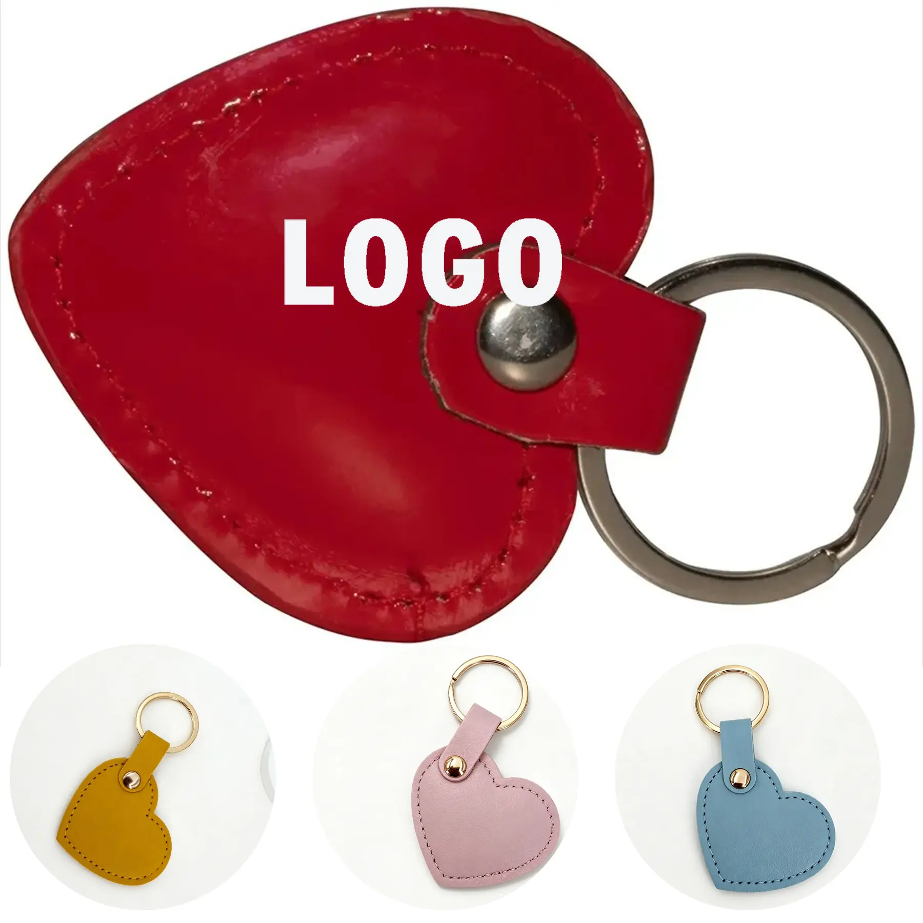 Faux Leather Heart Keychain 2