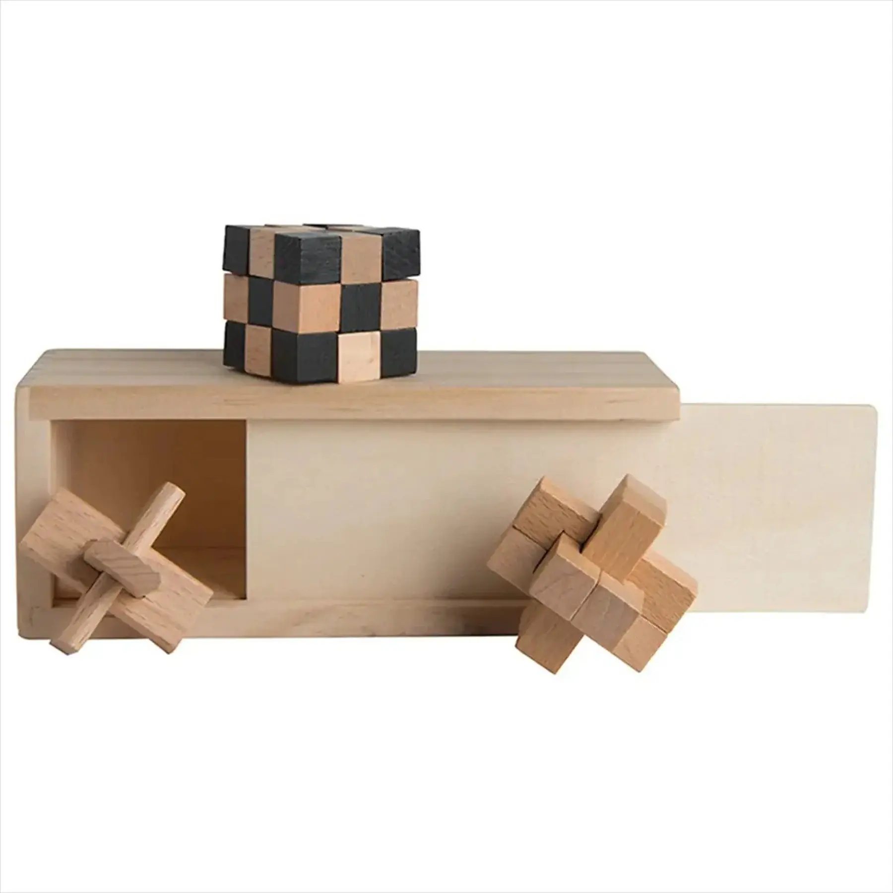 Eco Friendly Wooden Puzzle Box Set Three Classic Challenges