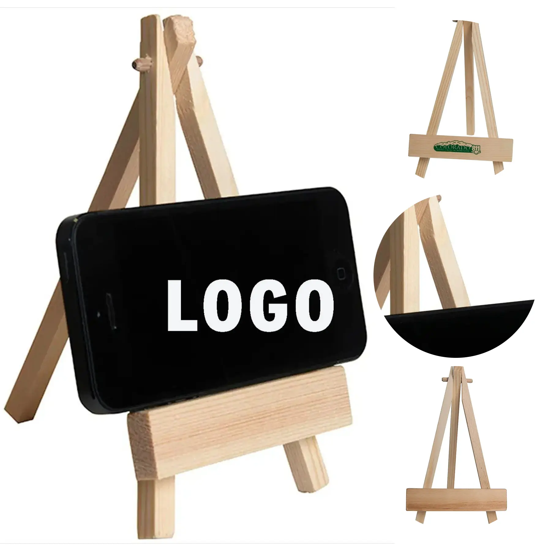 Natural Wood Mini Easel Phone Stand 2
