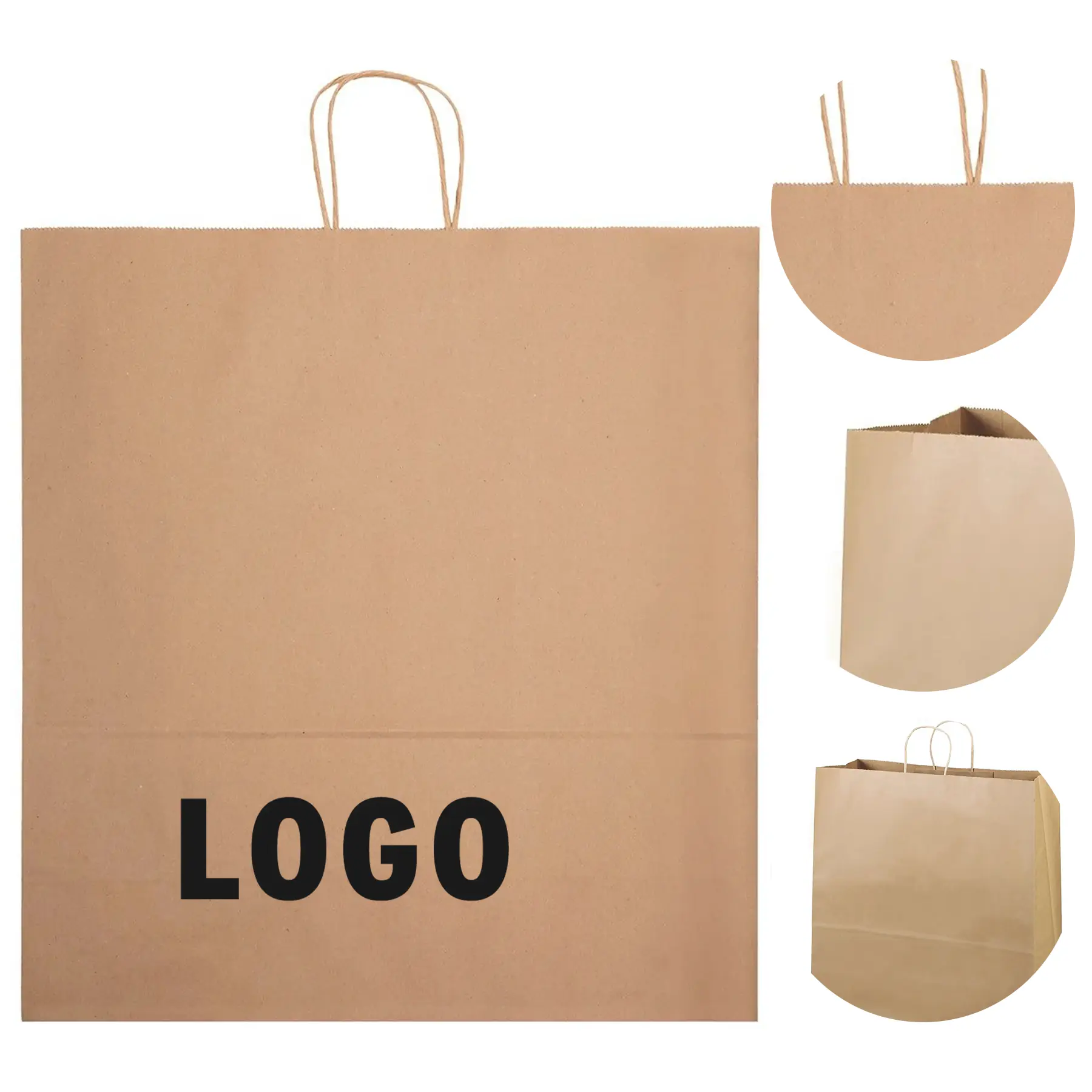 Large Brown Kraft Shopping Bags Recycled Paper Twisted Handles 2