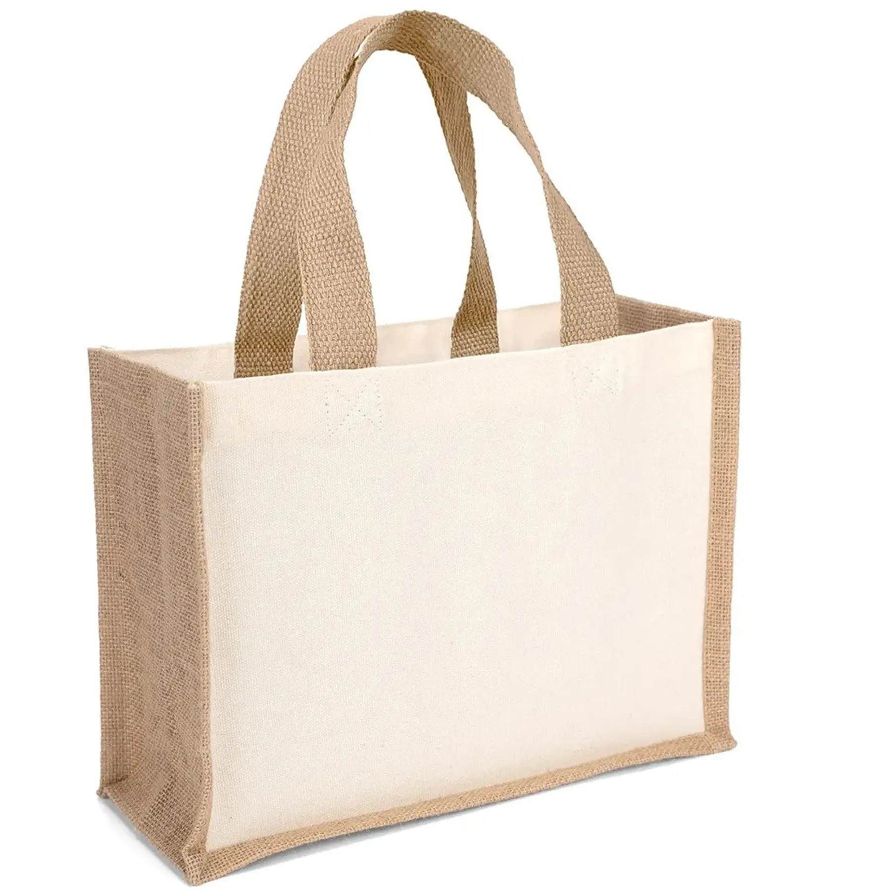 Natural Cotton Jute Tote Screen Print