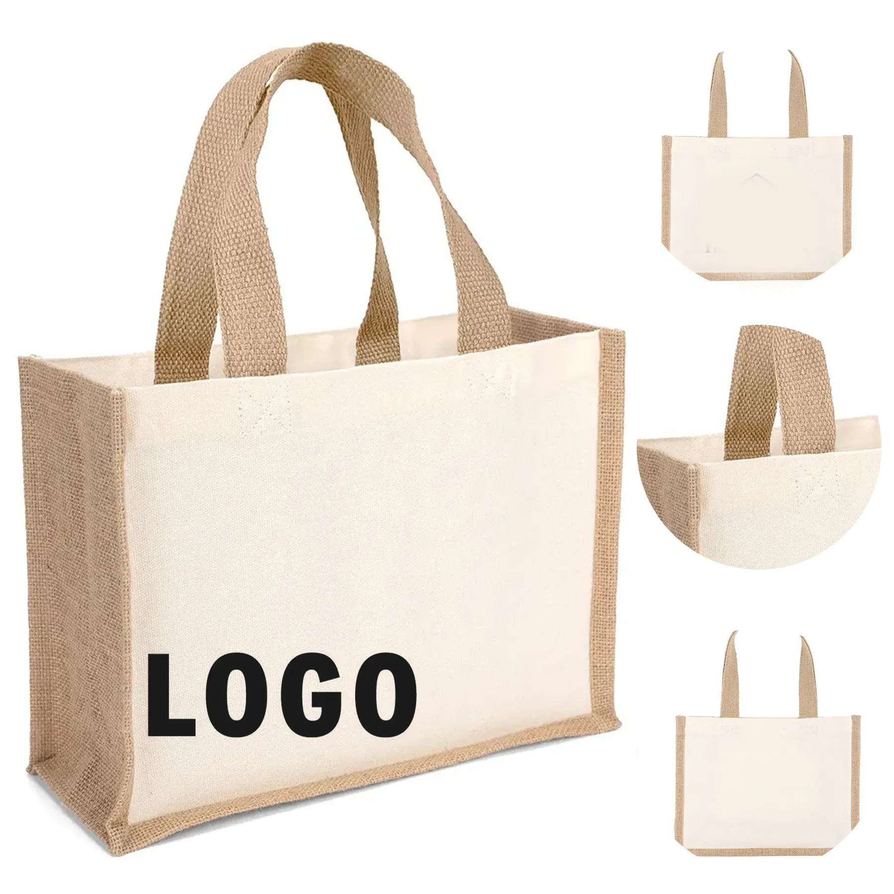 Natural Cotton Jute Tote Screen Print 2