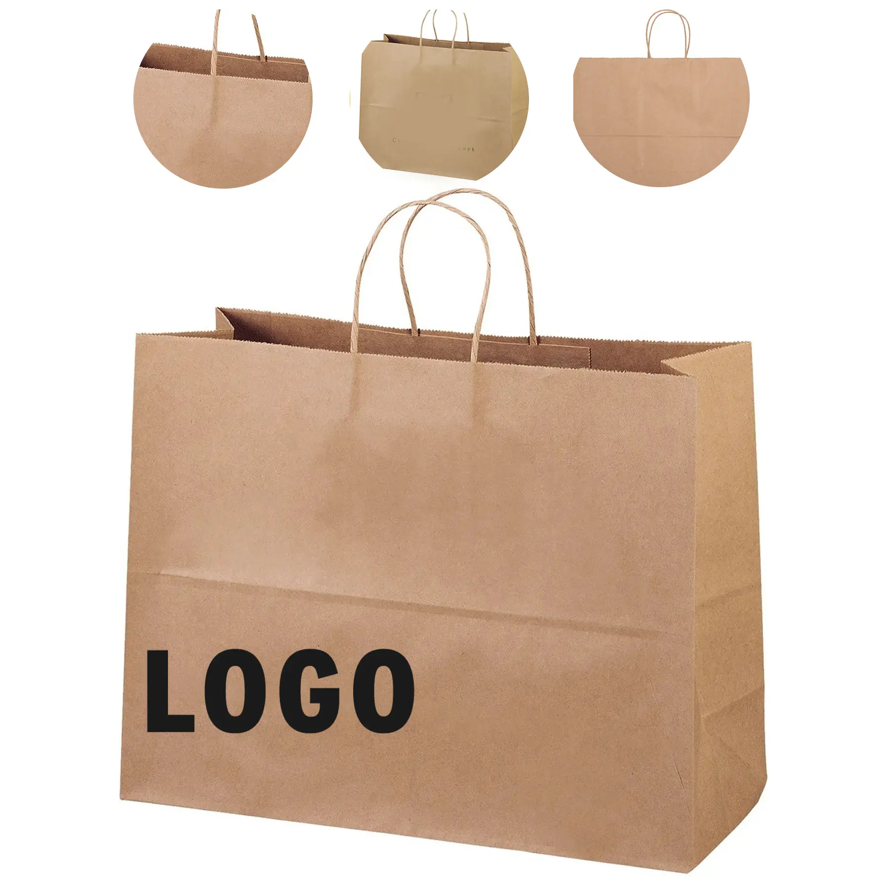 Eco Vogue Kraft Brown Paper Shopping Bags Twisted Handles Flexo Print 2