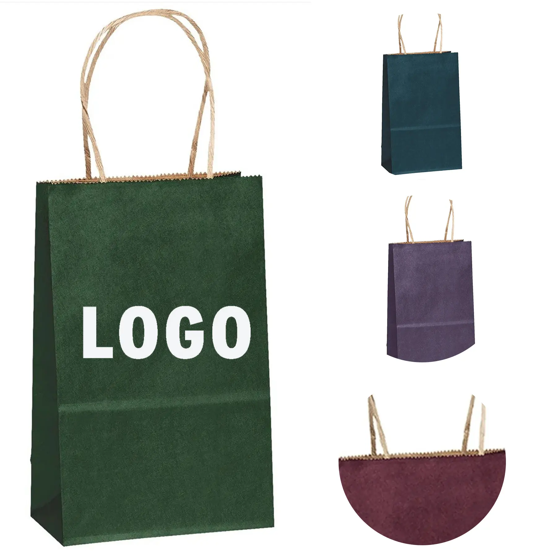 Recycled Matte Paper Tote Bags Serrated Top Twisted Handles 2