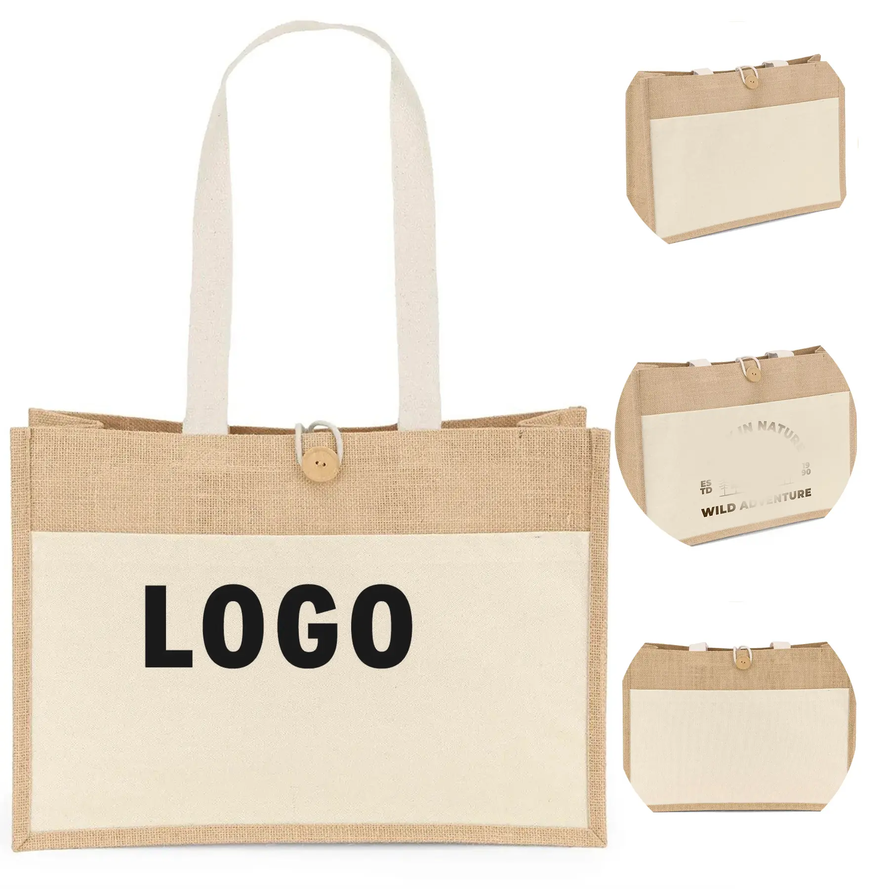Natural Jute Tote Bag Custom Screen Print Design 2