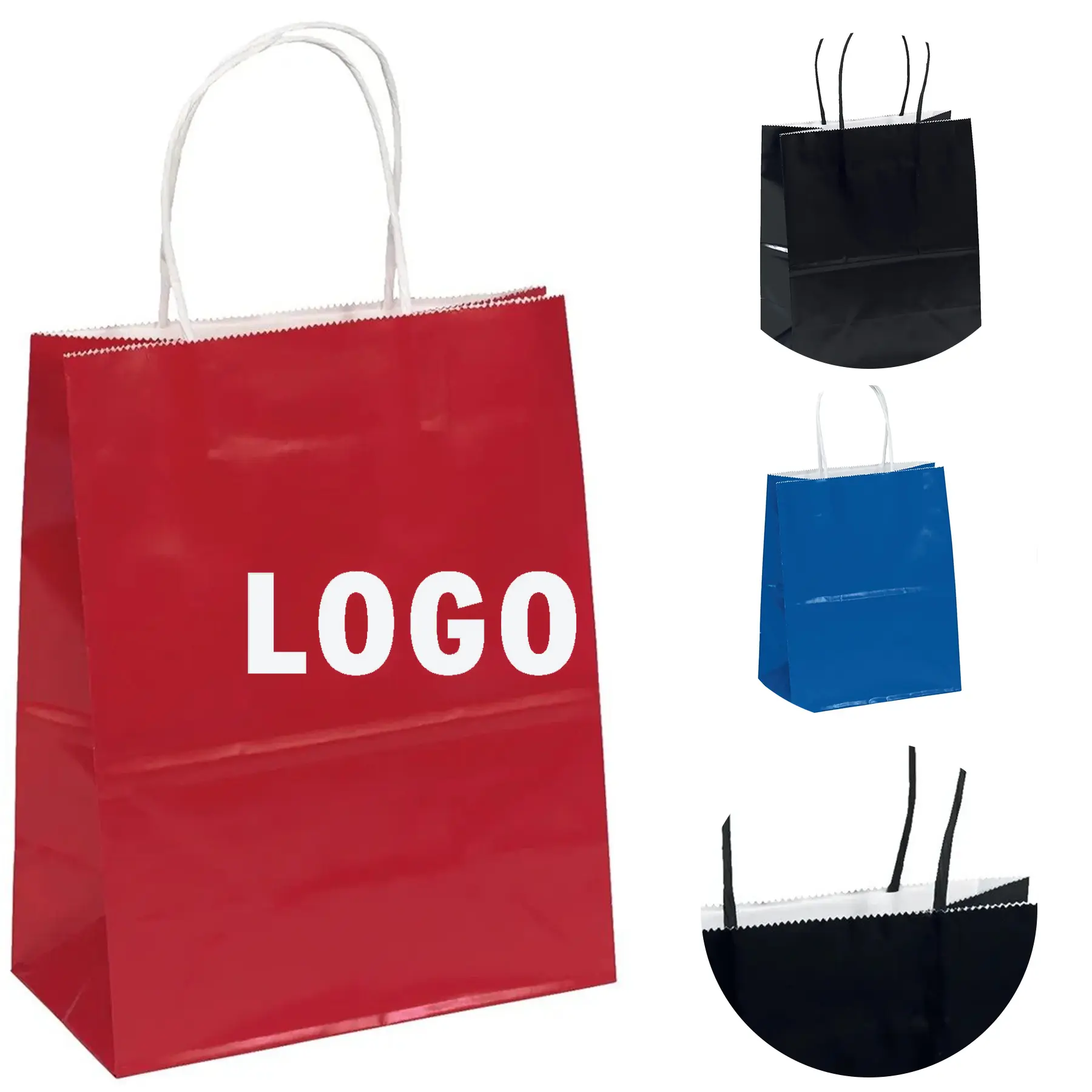 Foil Glossy Shopping Bag Twisted Kraft Handles 2