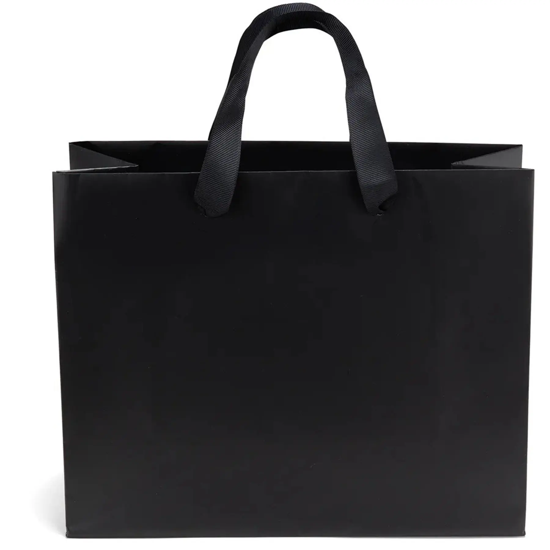 Matte Laminated Paper Tote Bag Foil Stamping Grosgrain Ribbon Handles