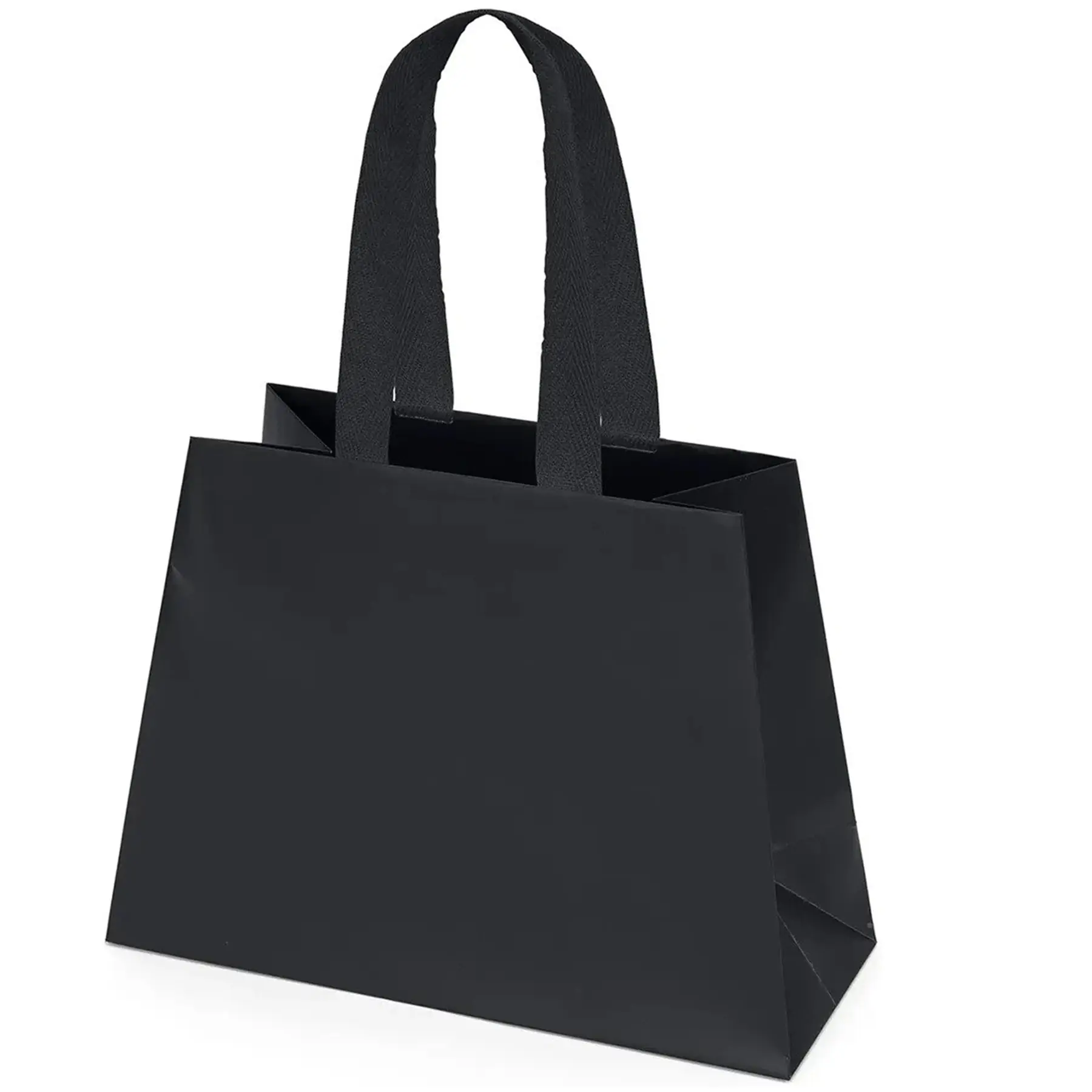 Matte Laminated Trapezoid Tote Long Handles Reinforced Top
