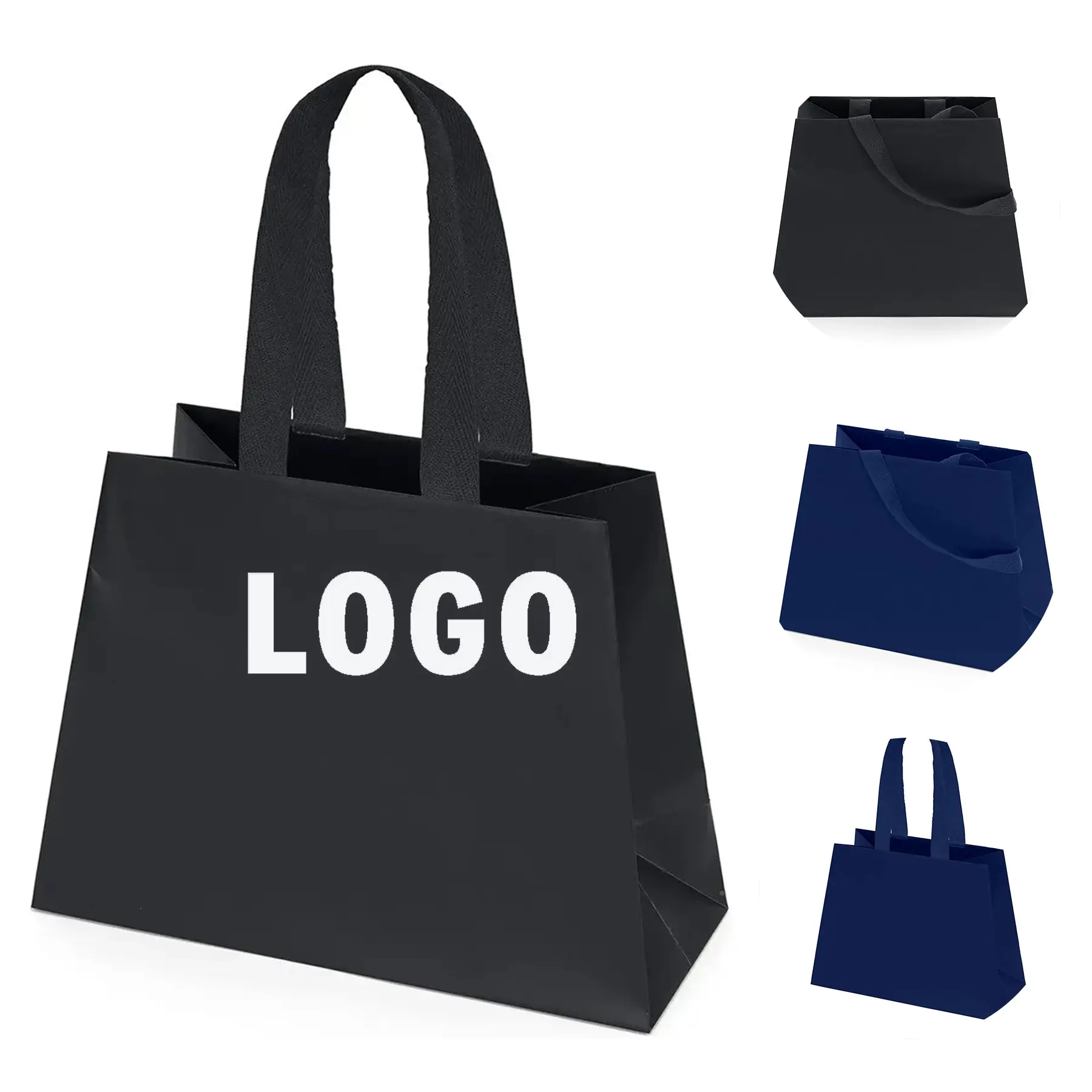 Matte Laminated Trapezoid Tote Long Handles Reinforced Top 2