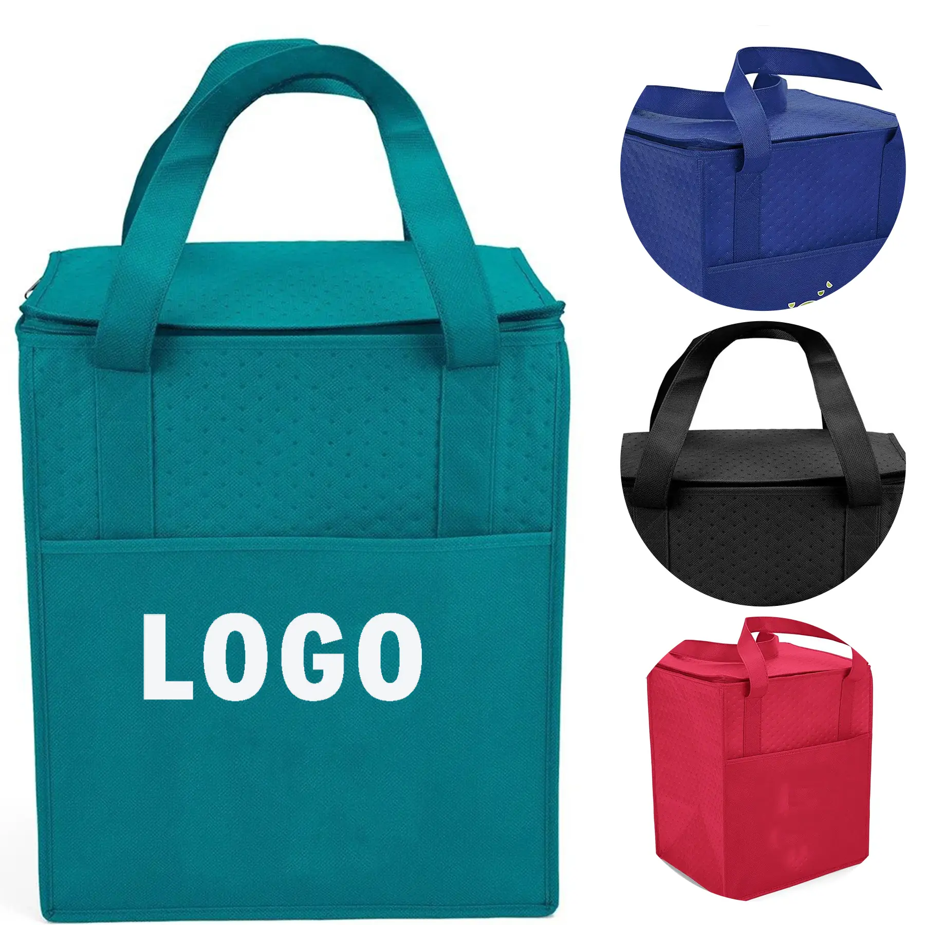 Extra Large Insulated Tote Thermal Foil Lining Zip Top Front Pocket 2