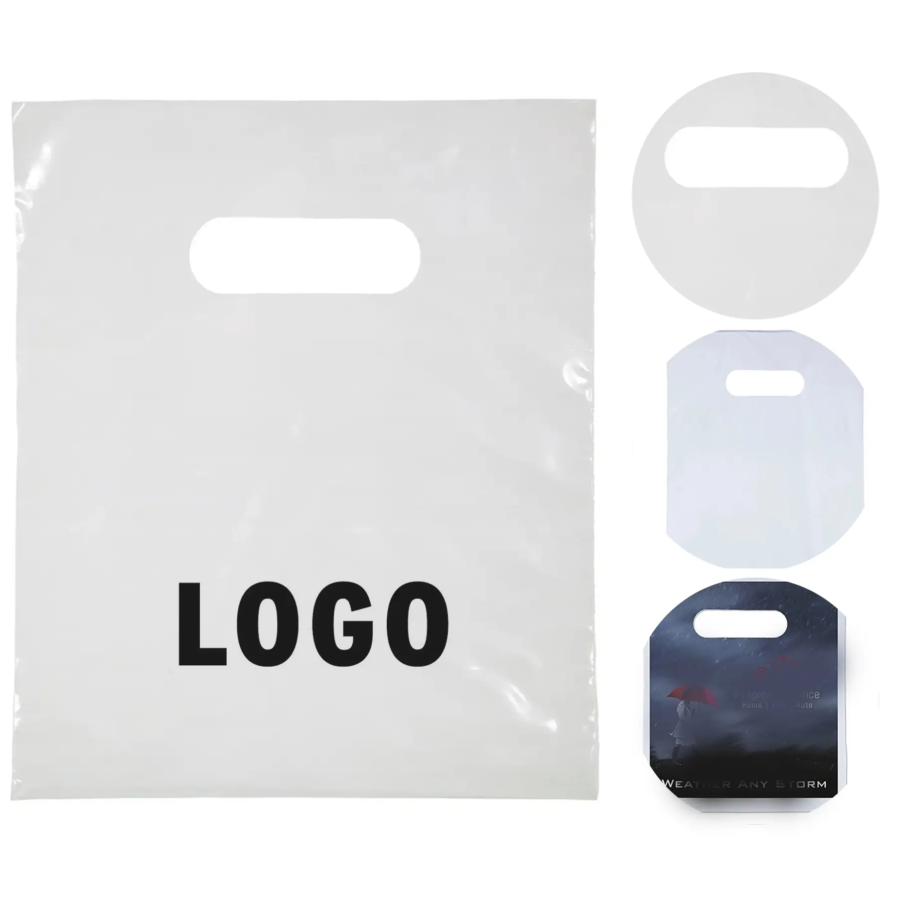 Custom Full Color Die Cut Plastic Bags Featuring Handles 2