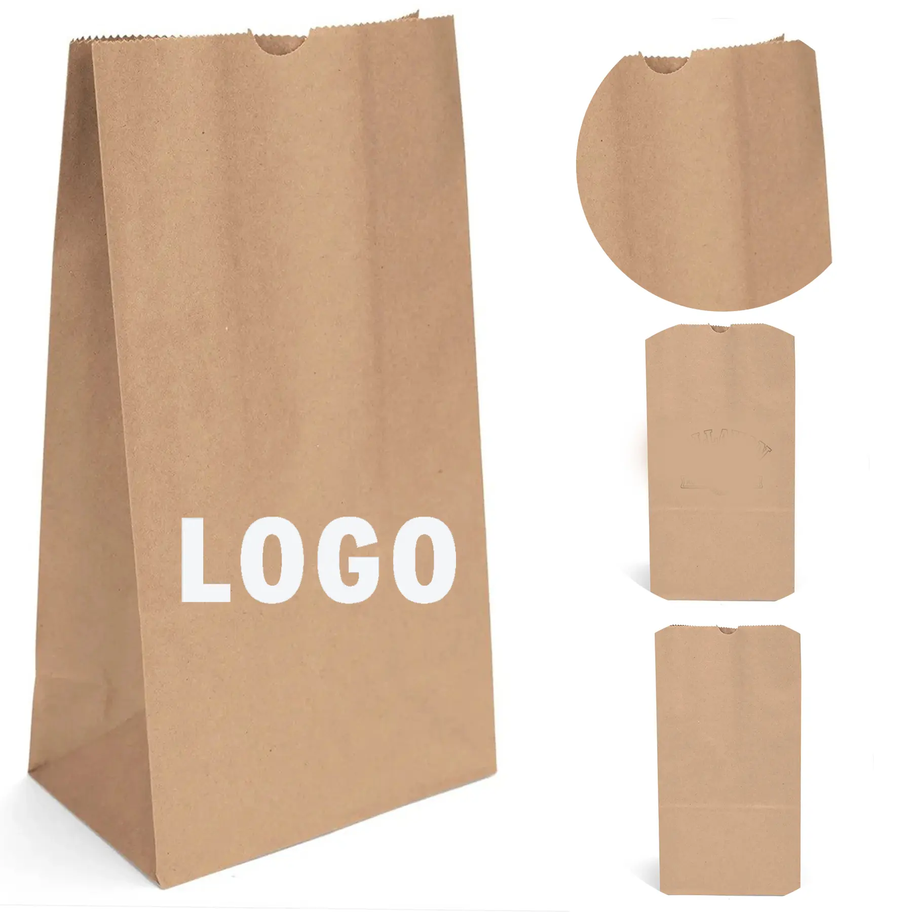 Eco Friendly Kraft Paper Bags with Serrated Top and Side Gusset 2
