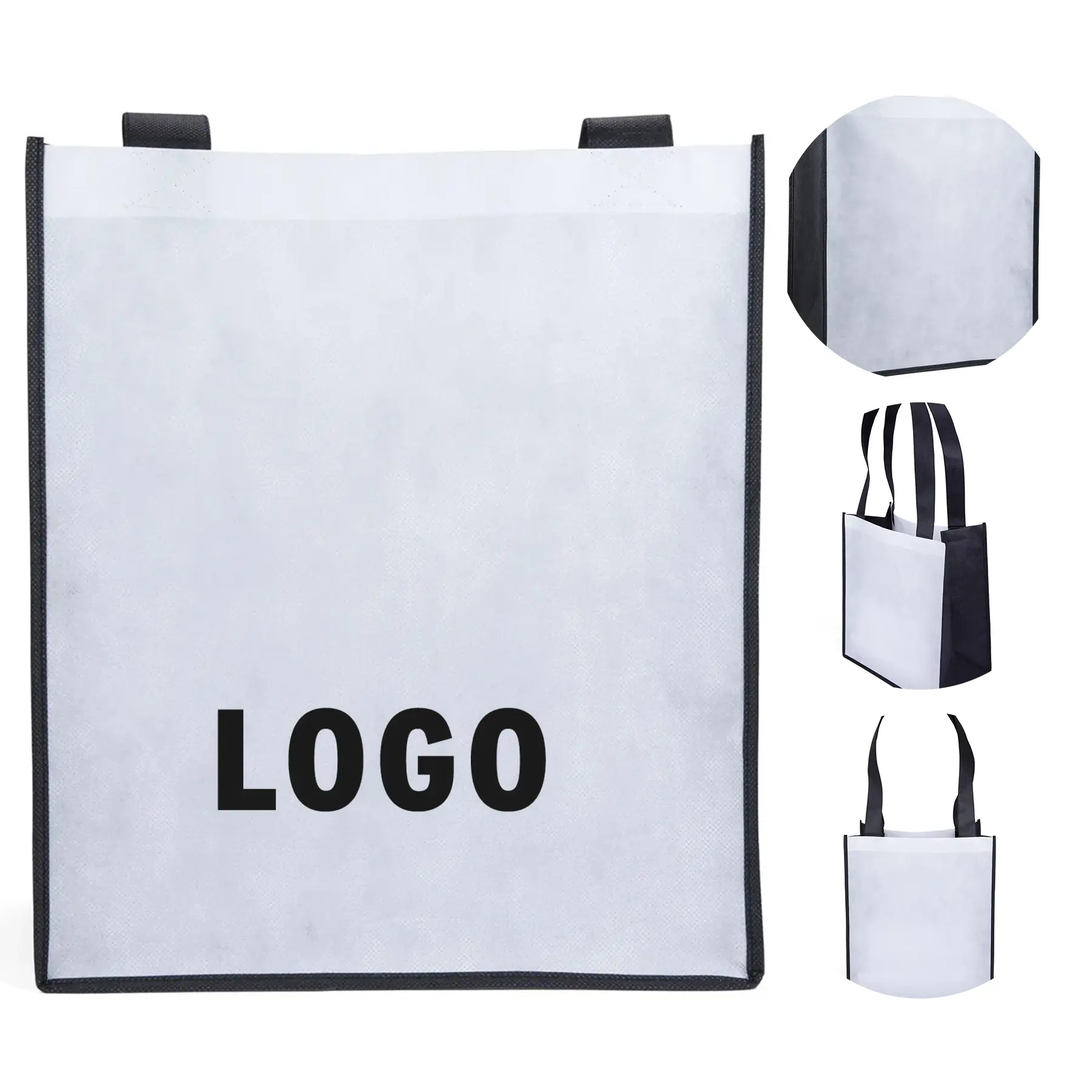 Sublimation PET Tote White Front Black Gusset Handles 2