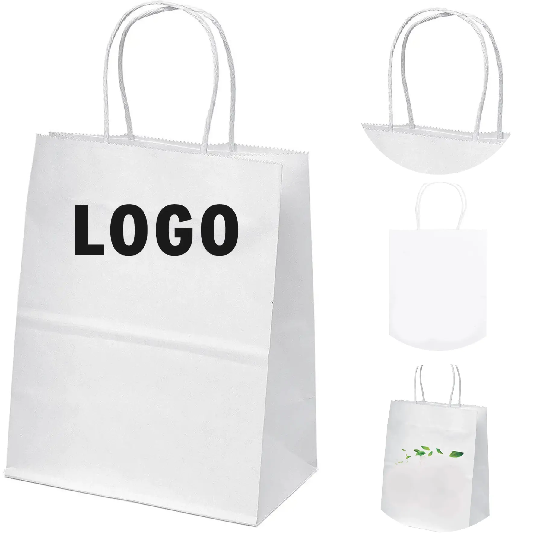 White Kraft Shopping Bags Twisted Handles 2