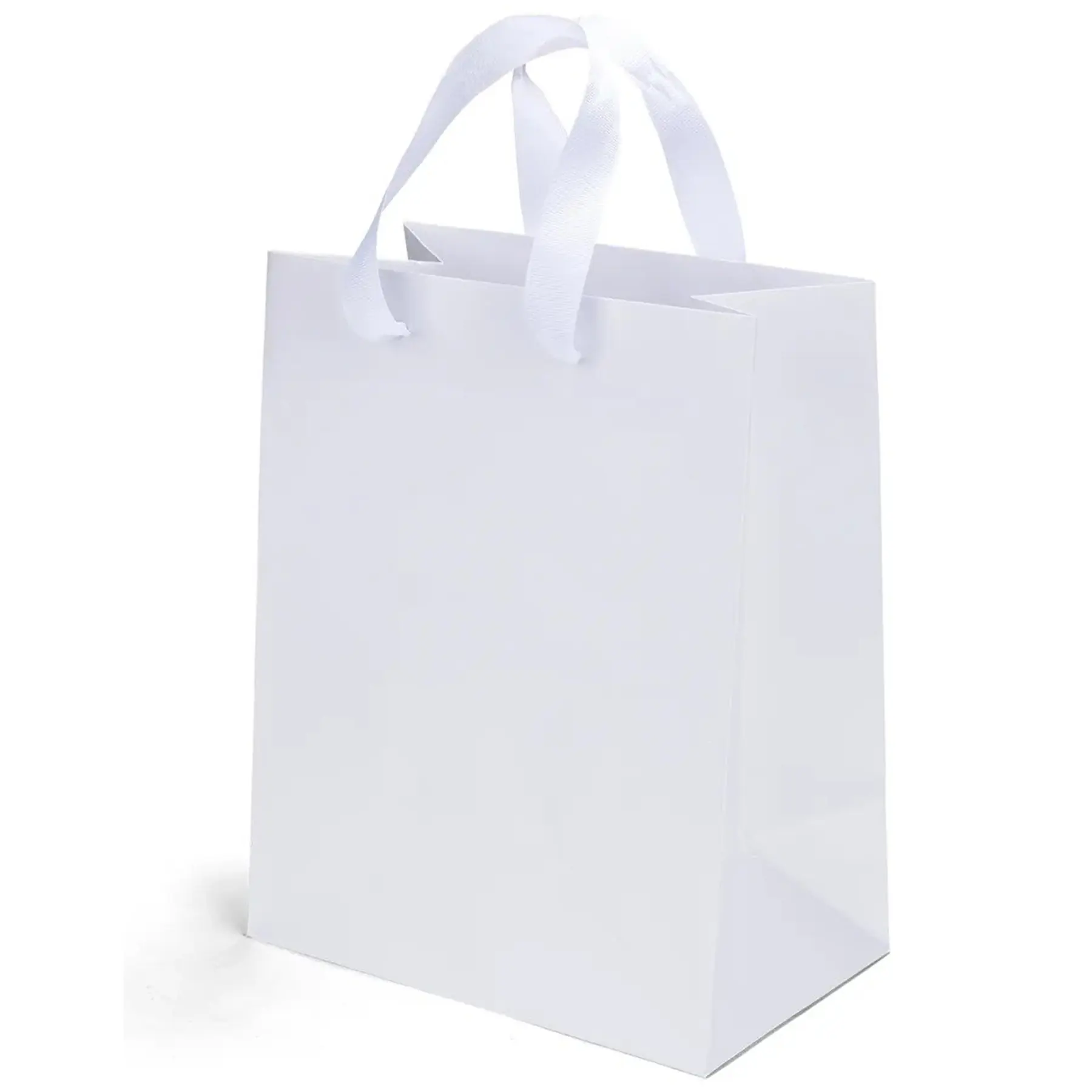 Matte Laminated Paper Euro Tote, Grosgrain Ribbon Handles