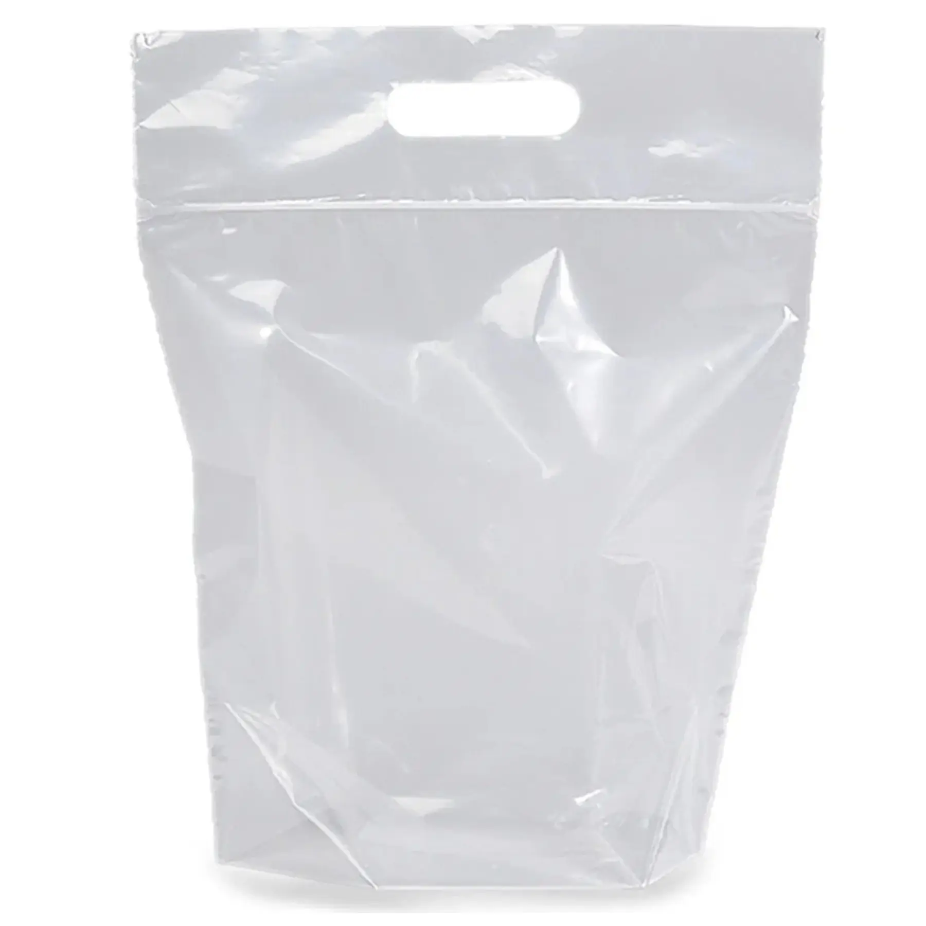 Clear Zippered Bags Die Cut Handles Assorted Colors