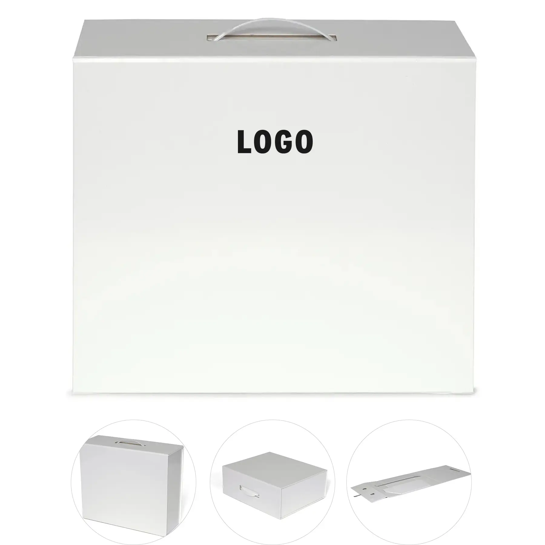 Foil Print Magnetic Gift Box Handle Flap Closure 2