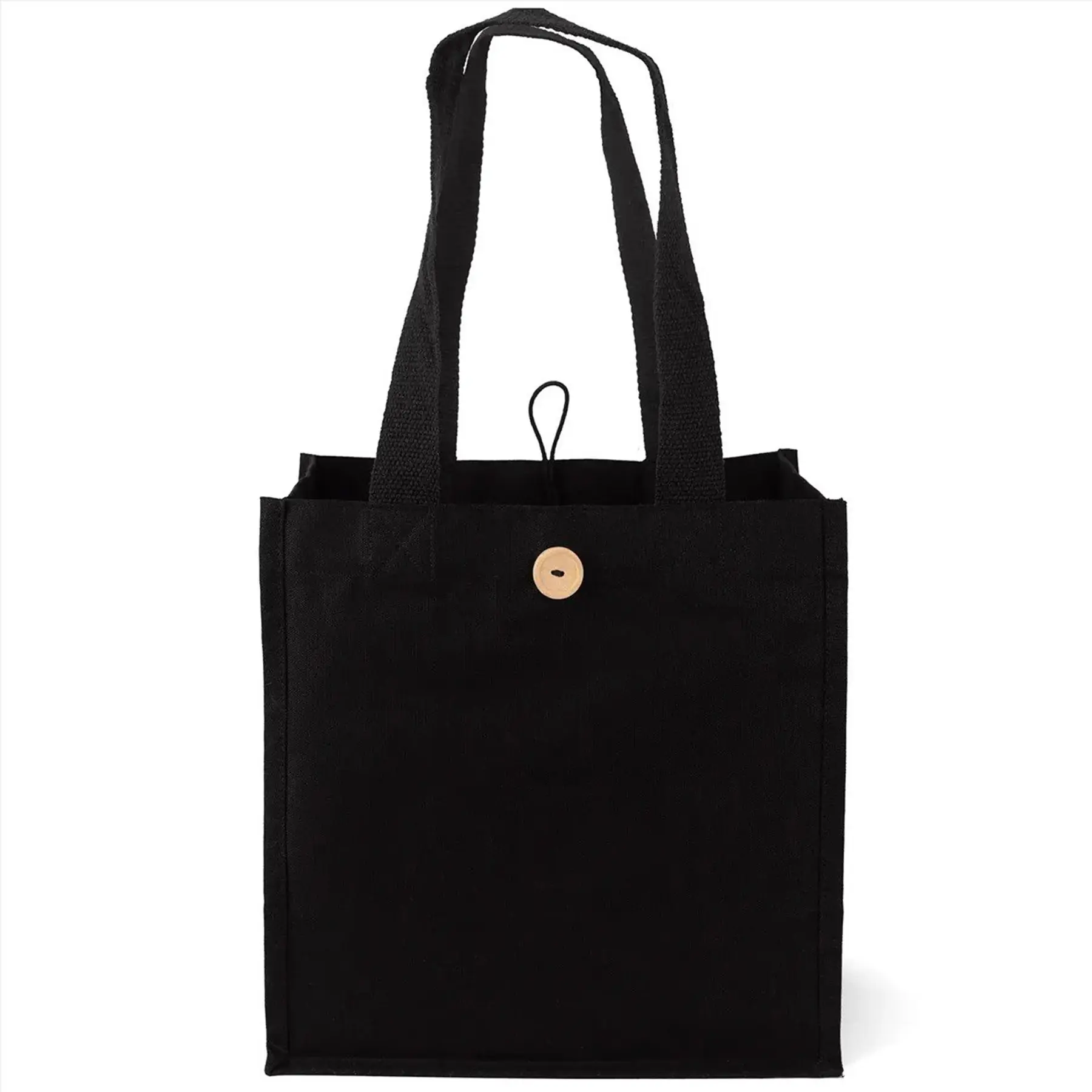 Cotton Canvas Tote Bag with Sparkle Detail and Wooden Button